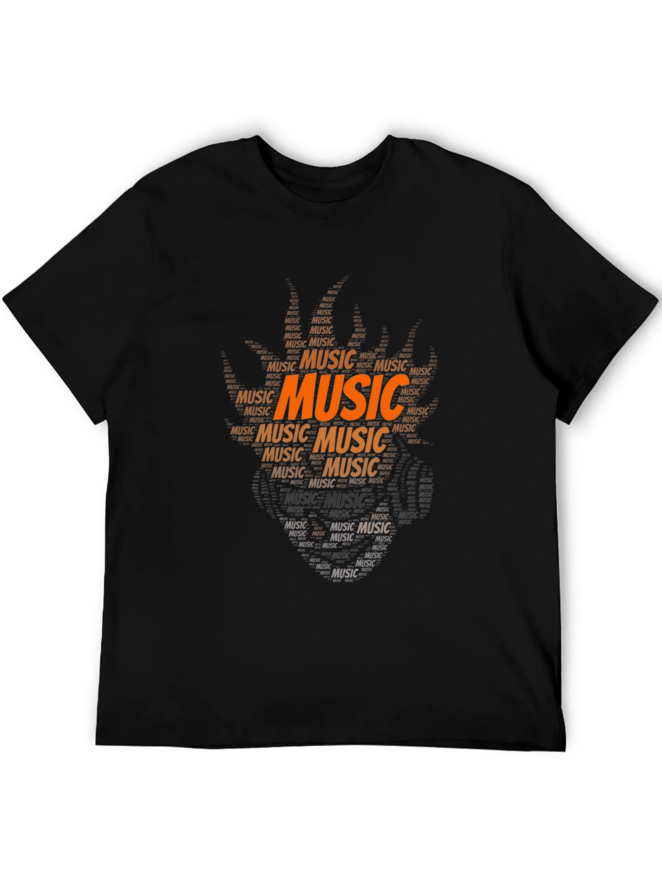 Music Word Art T-Shirt - Black