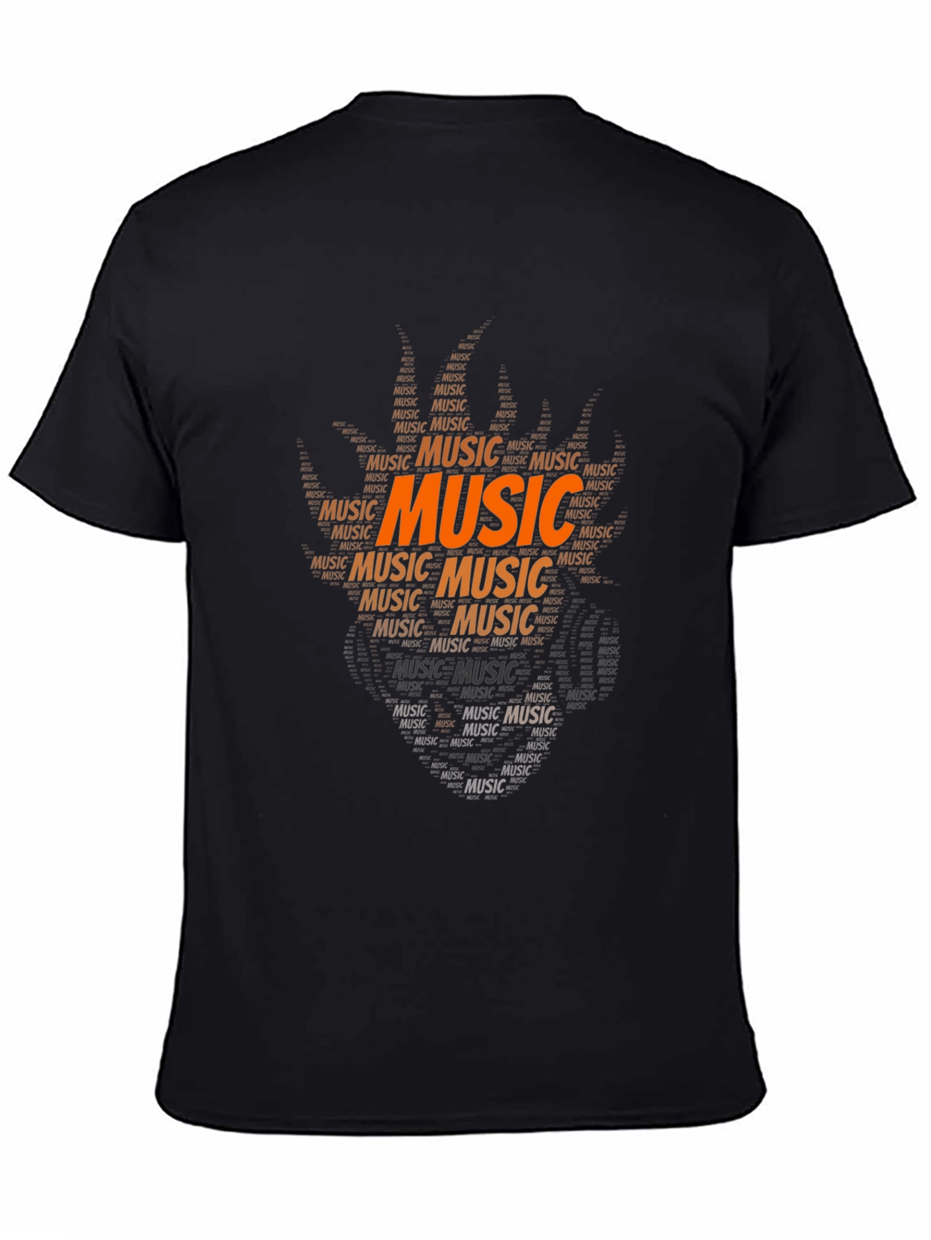 Music Word Art T-Shirt - Black