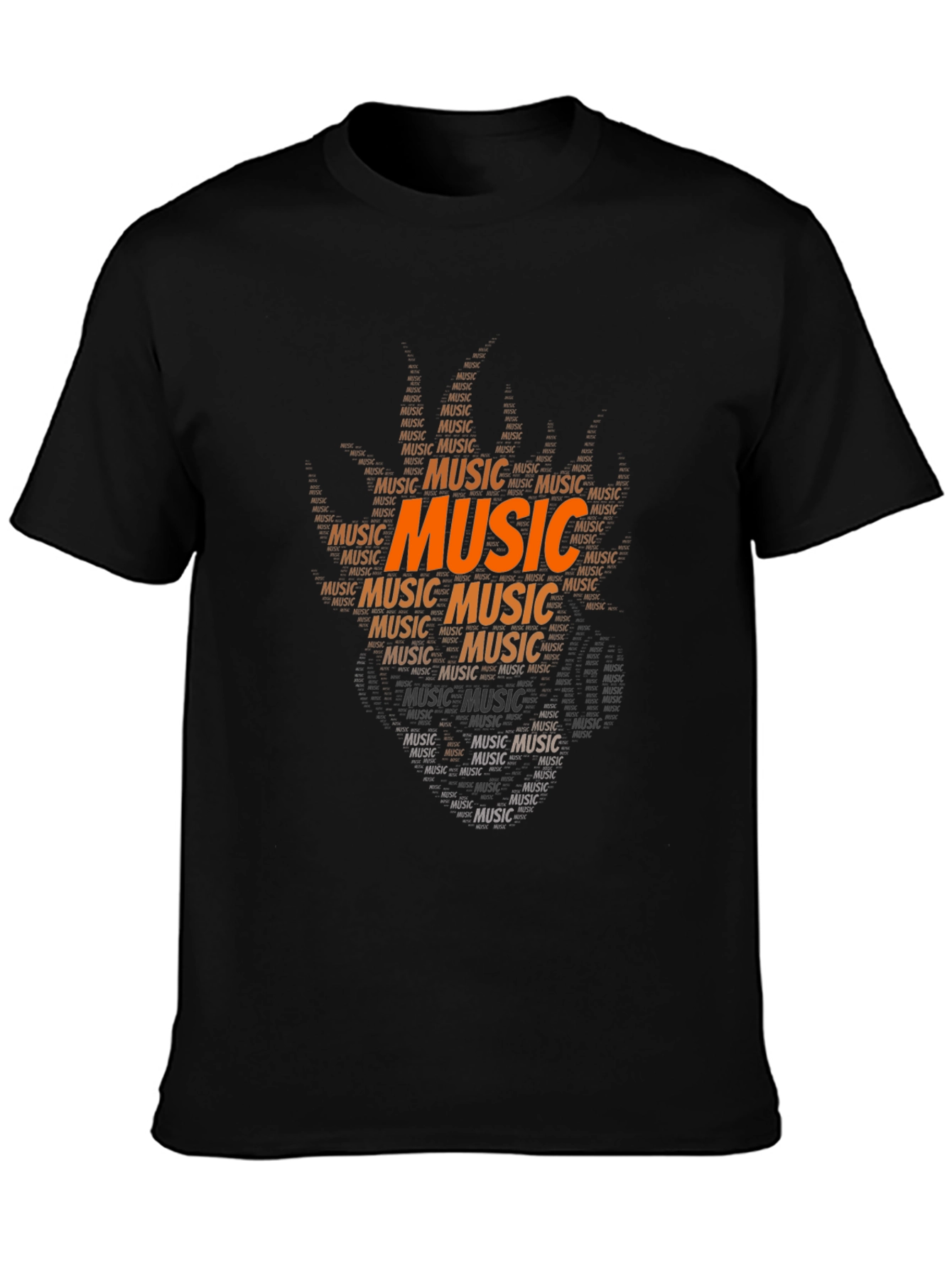 Music Word Art T-Shirt - Black