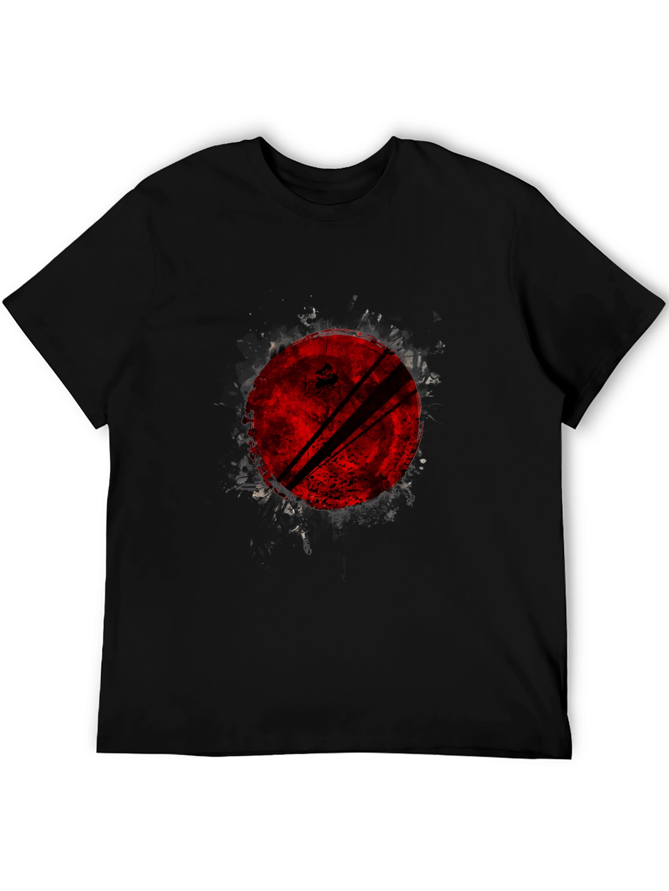 Grunge Red Circle Graphic Black T-Shirt