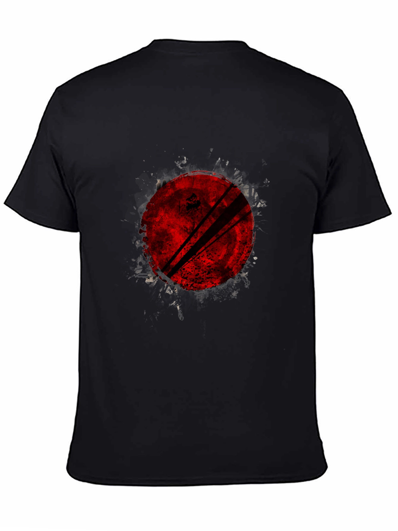 Grunge Red Circle Graphic Black T-Shirt