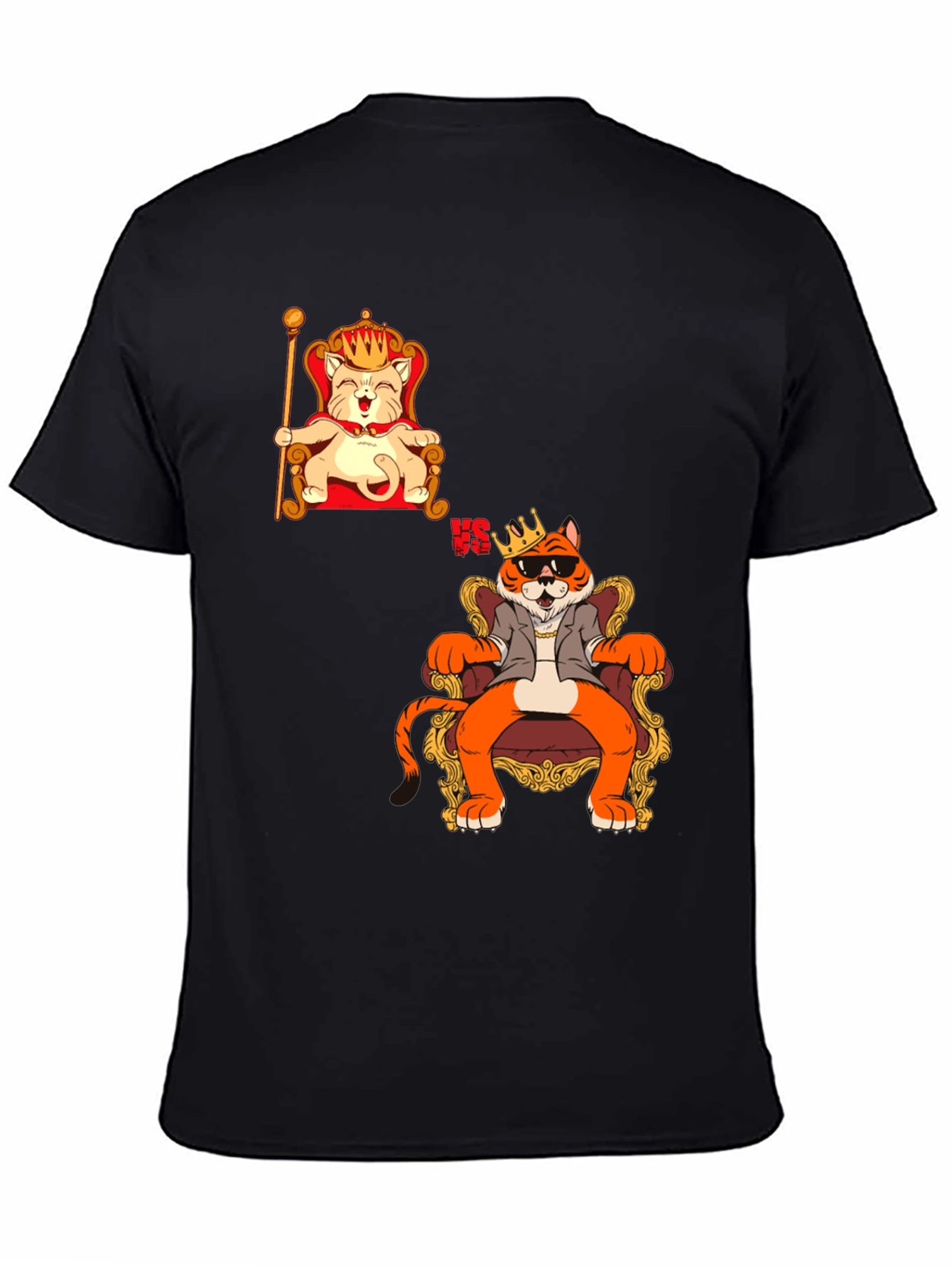 King Cat VS King Tiger Black T-Shirt