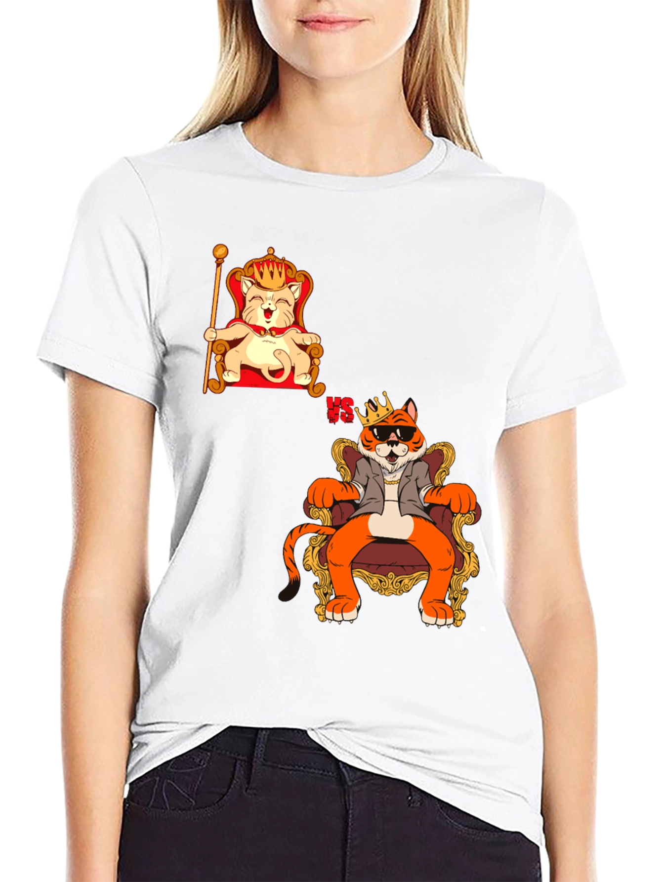 King Cat VS King Tiger Black T-Shirt
