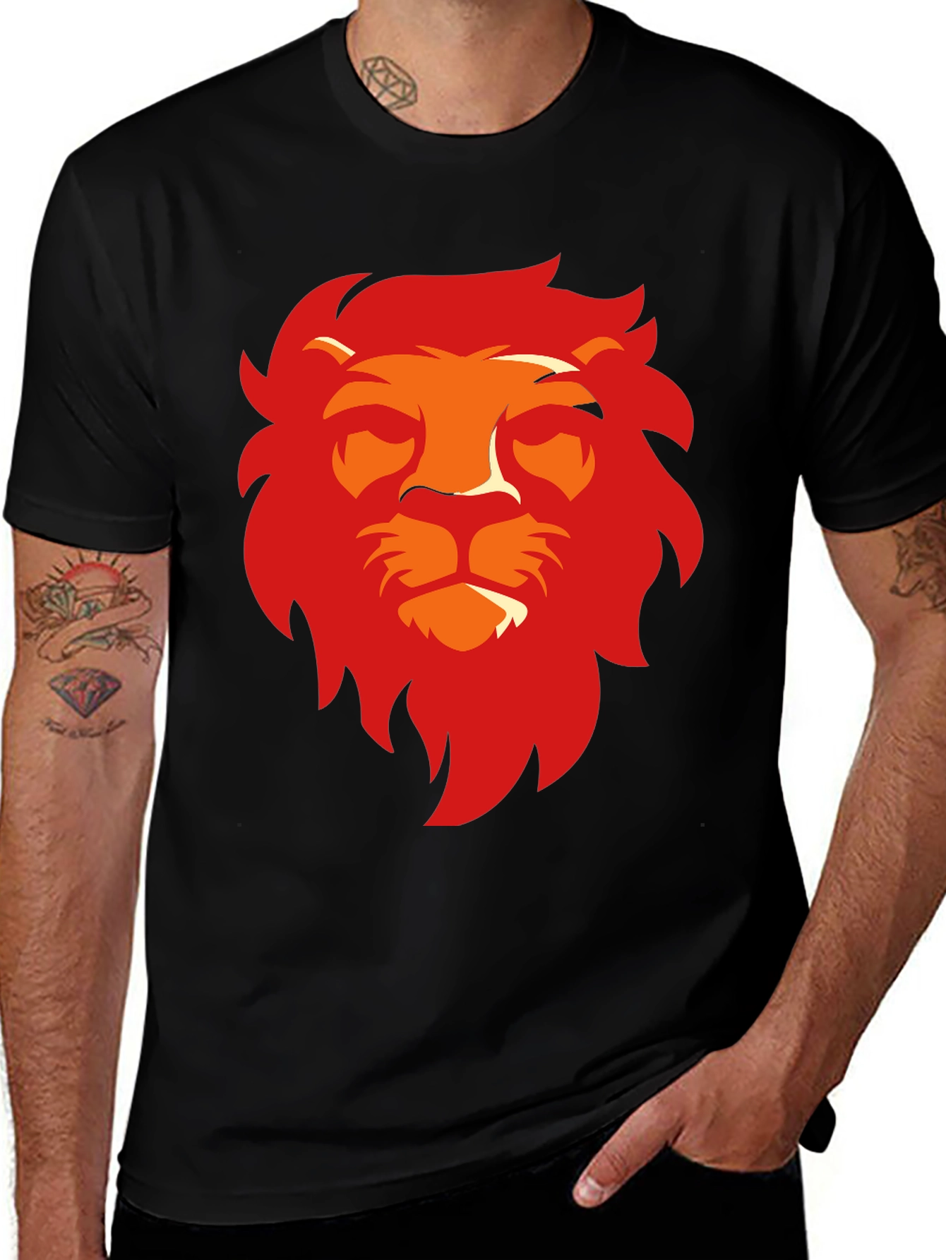 Lion Graphic Black T-Shirt - Bold Style