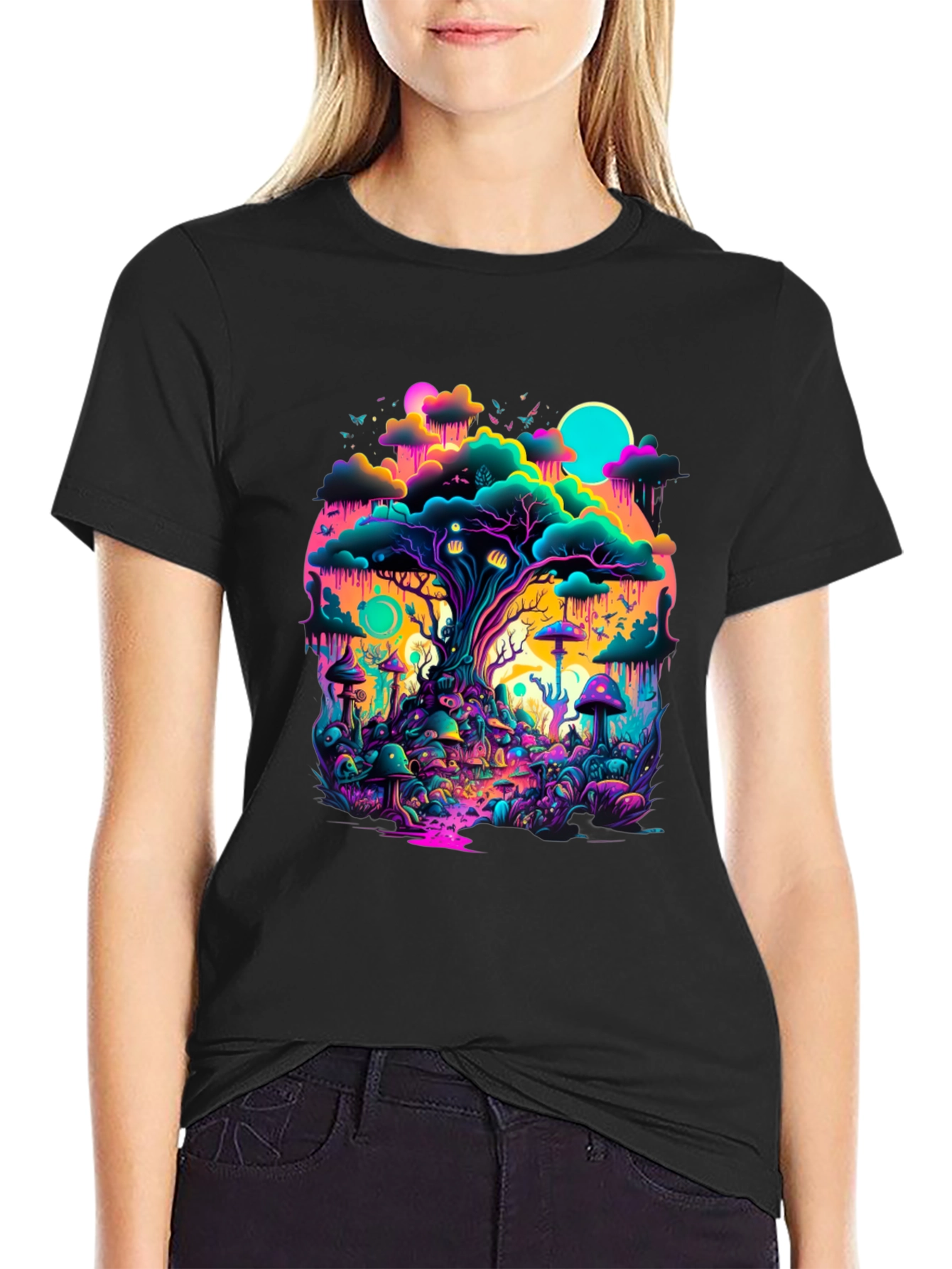 Vibrant Trippy Forest Graphic Tee