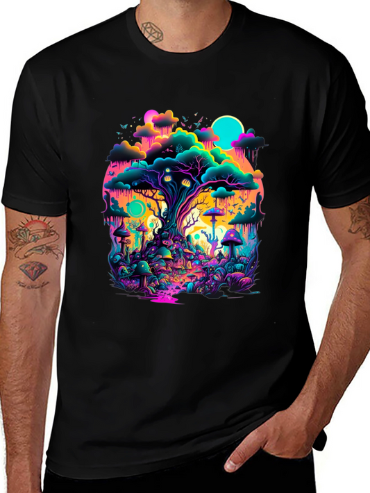 Vibrant Trippy Forest Graphic Tee