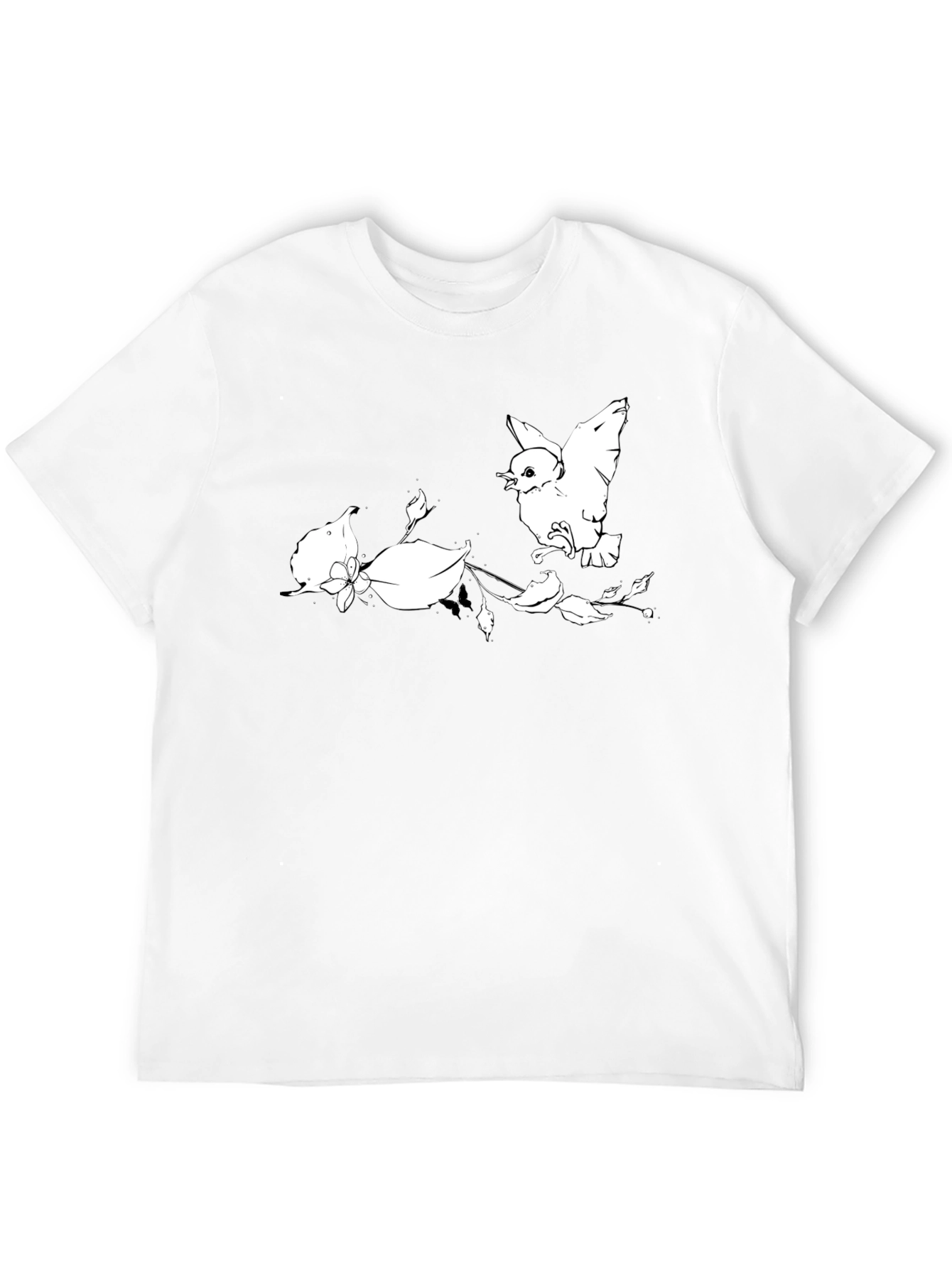 Bird and Blossom Graphic Tee - Black