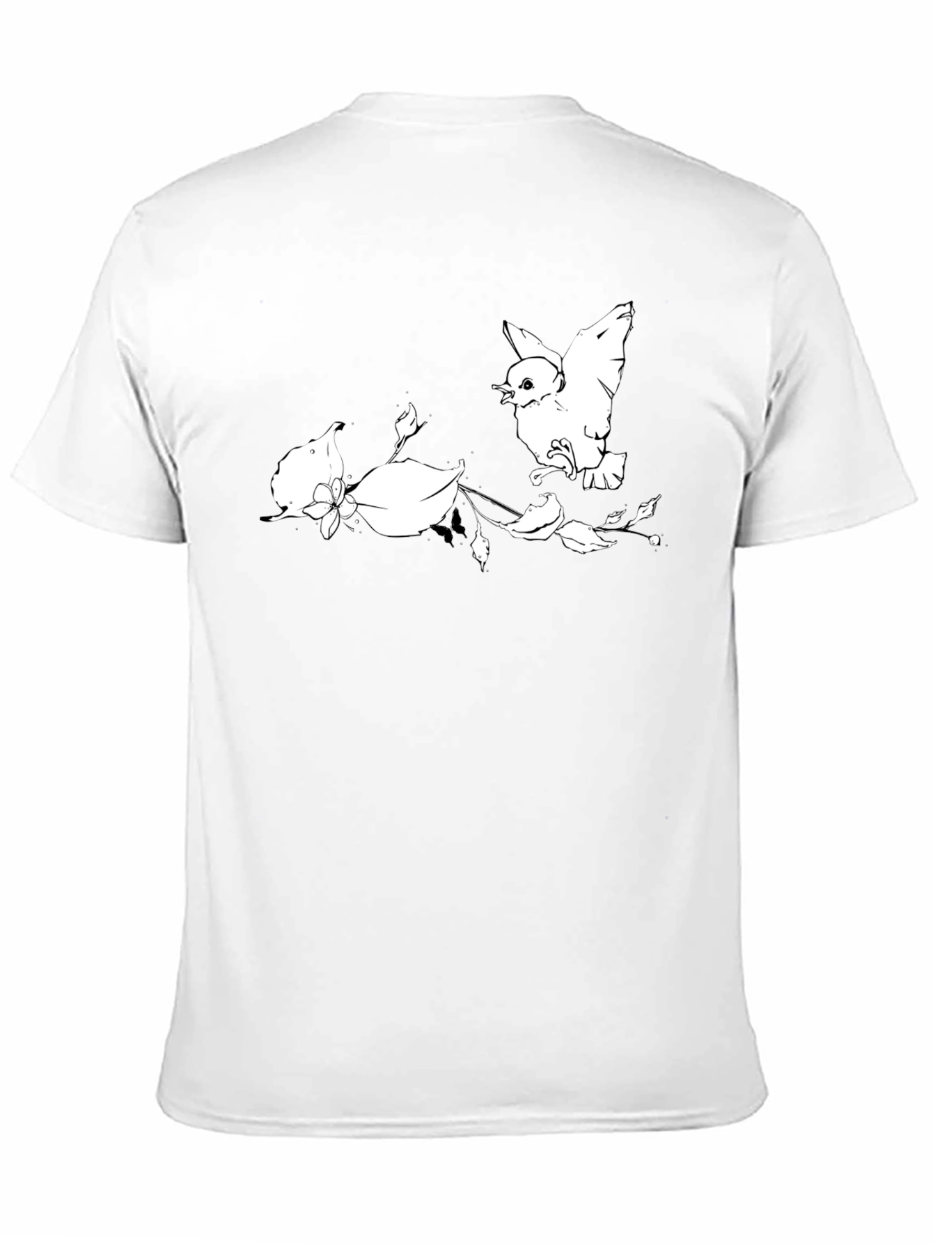 Bird and Blossom Graphic Tee - Black