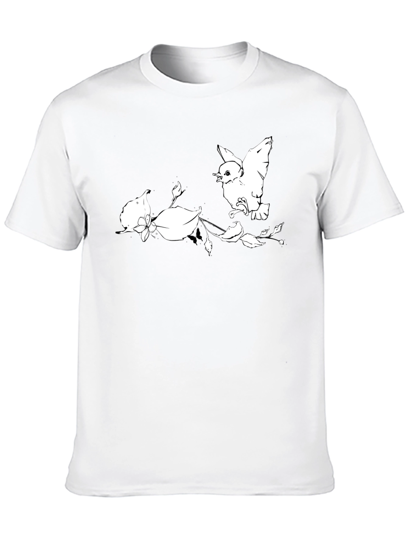 Bird and Blossom Graphic Tee - Black