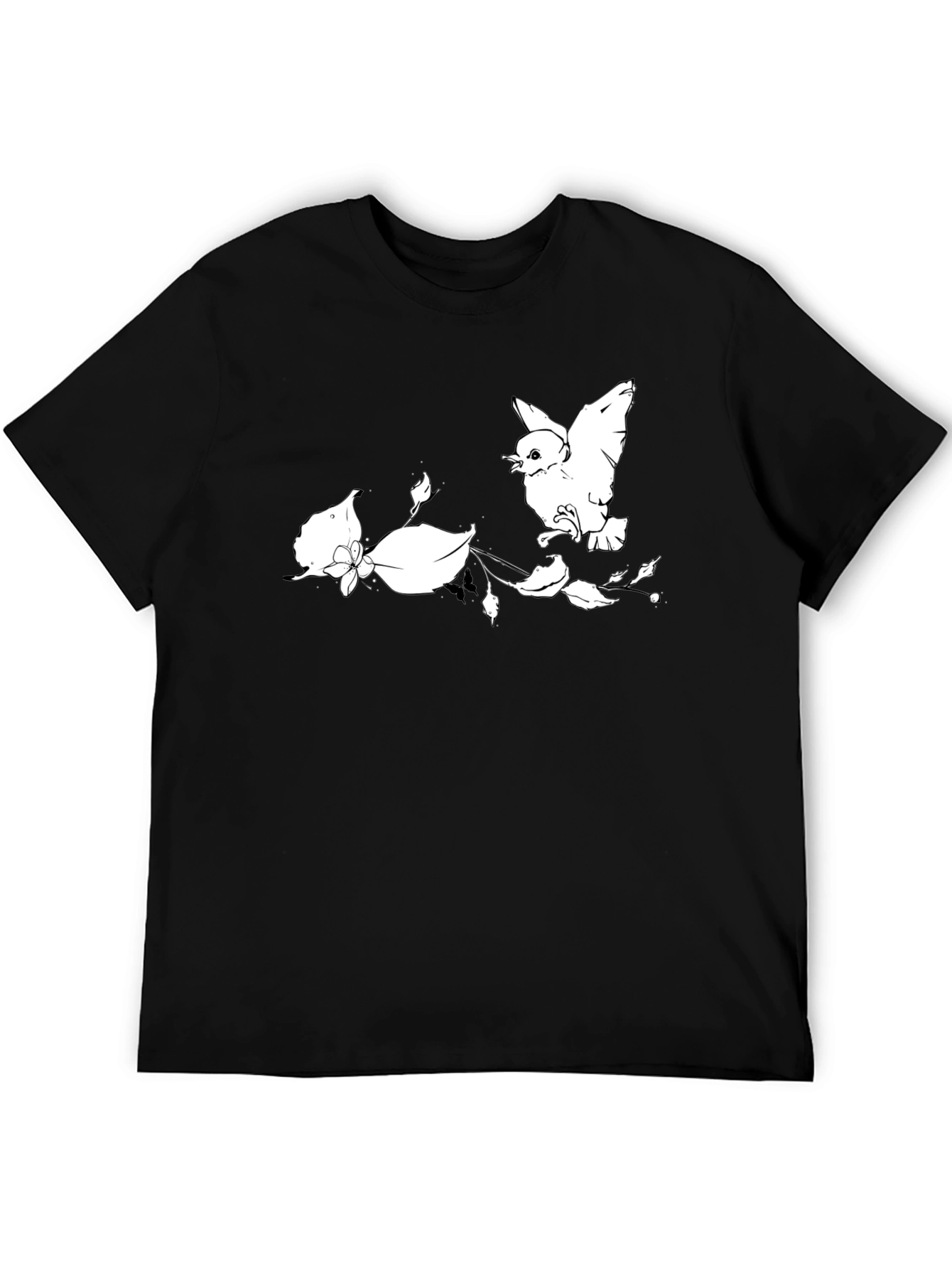 Bird and Blossom Graphic Tee - Black