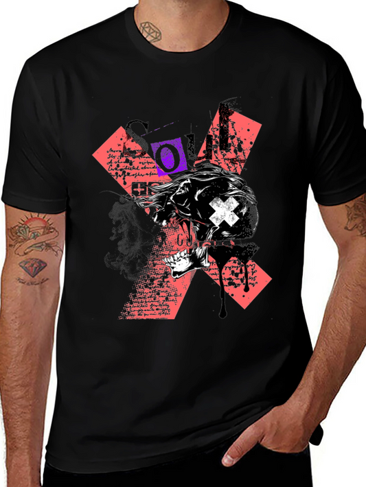 Edgy Skull Graphic Print Black T-Shirt
