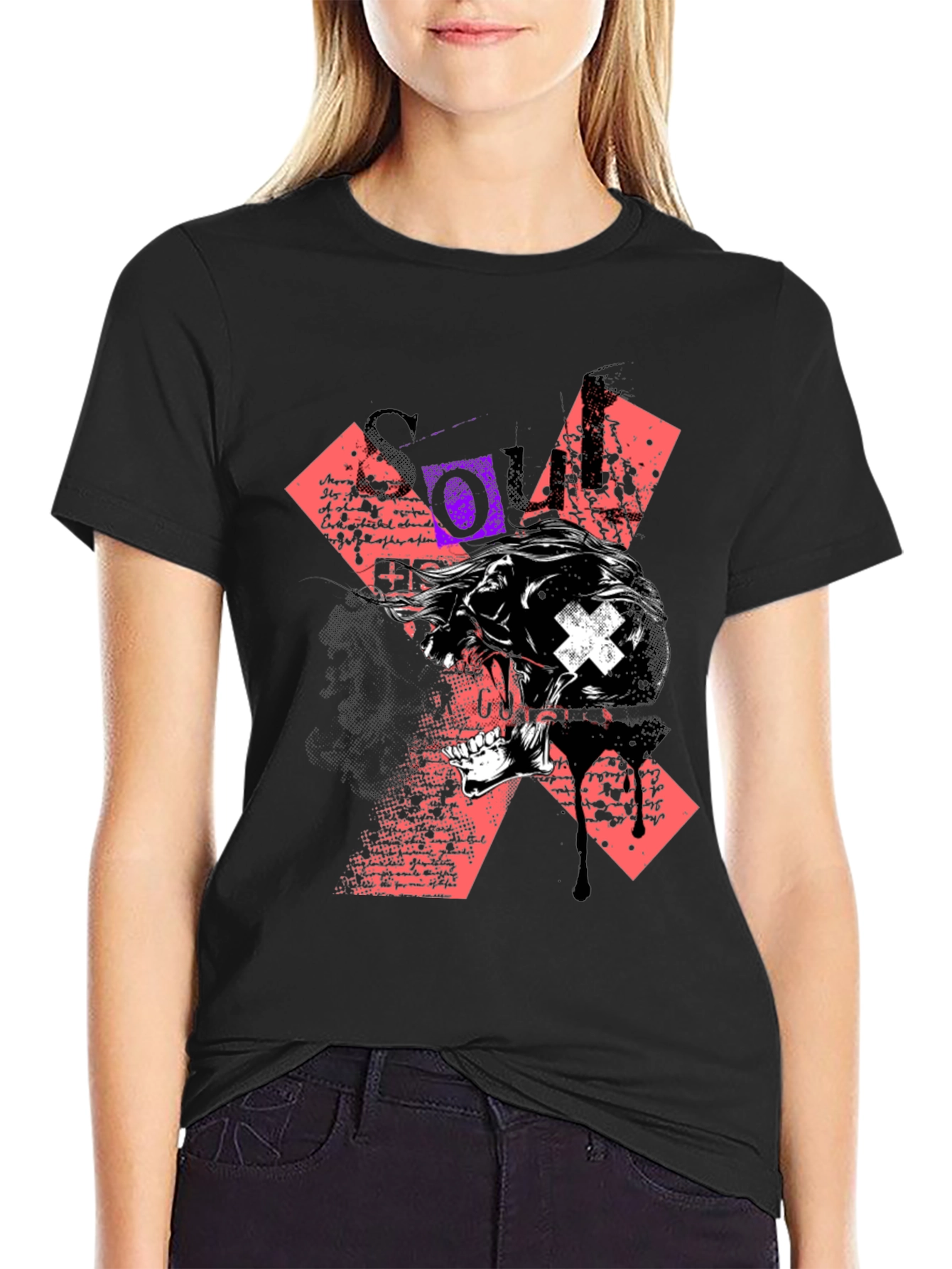 Edgy Skull Graphic Print Black T-Shirt