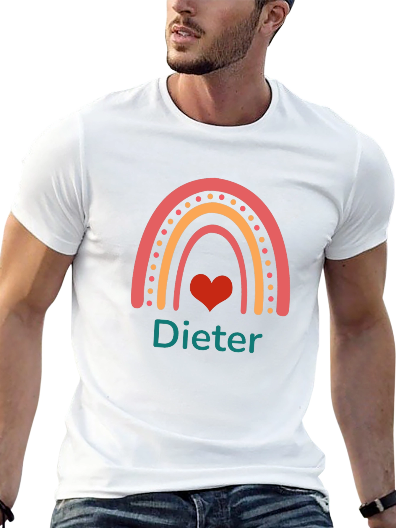 Personalized Dieter Rainbow Heart T-Shirt