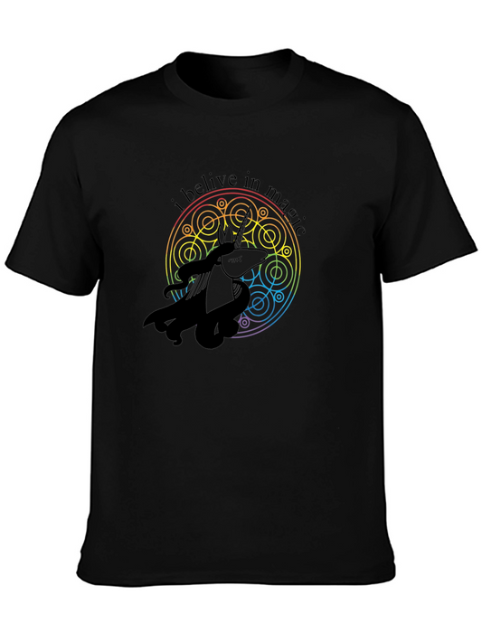 Believe in Magic Unicorn Graphic Tee - Black