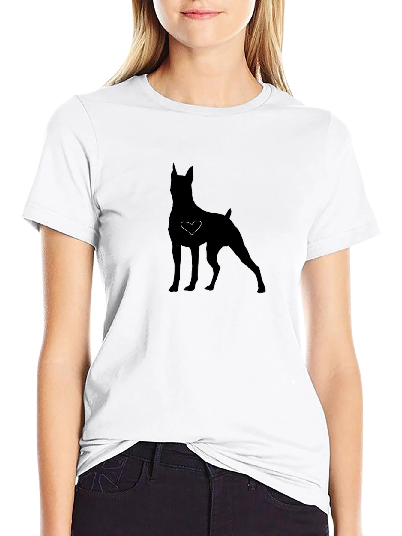 Dog Silhouette Heart Graphic Tee - Soft Cotton
