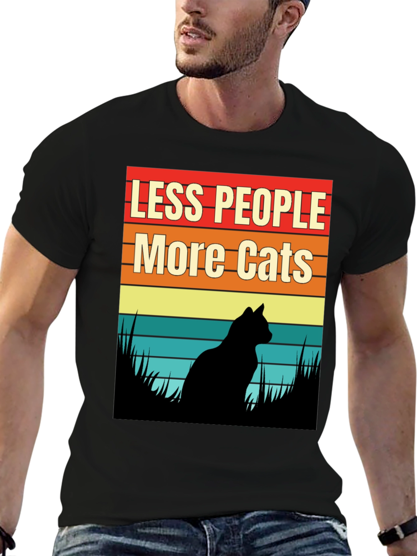 Less People More Cats Graphic T-Shirt