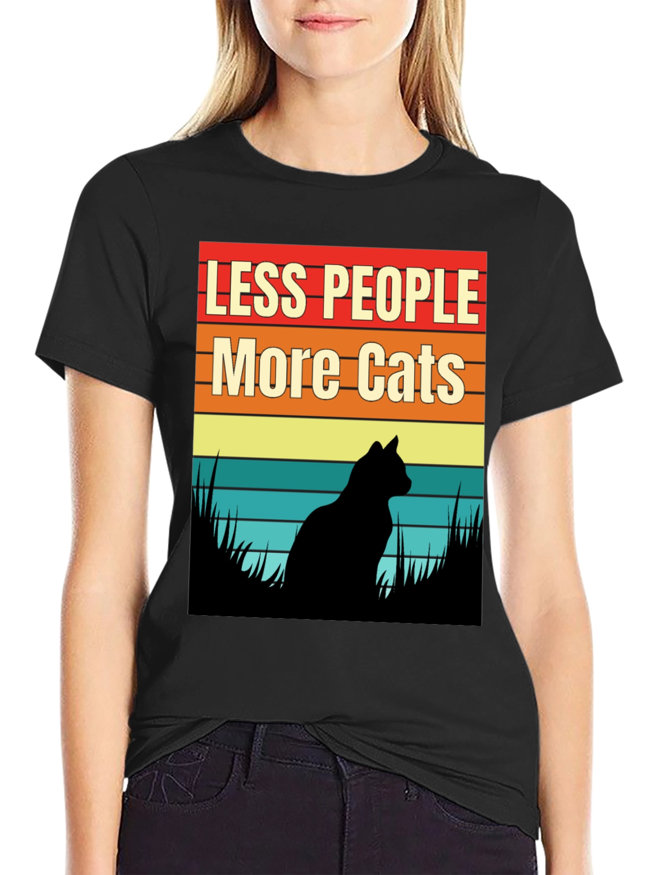 Less People More Cats Graphic T-Shirt