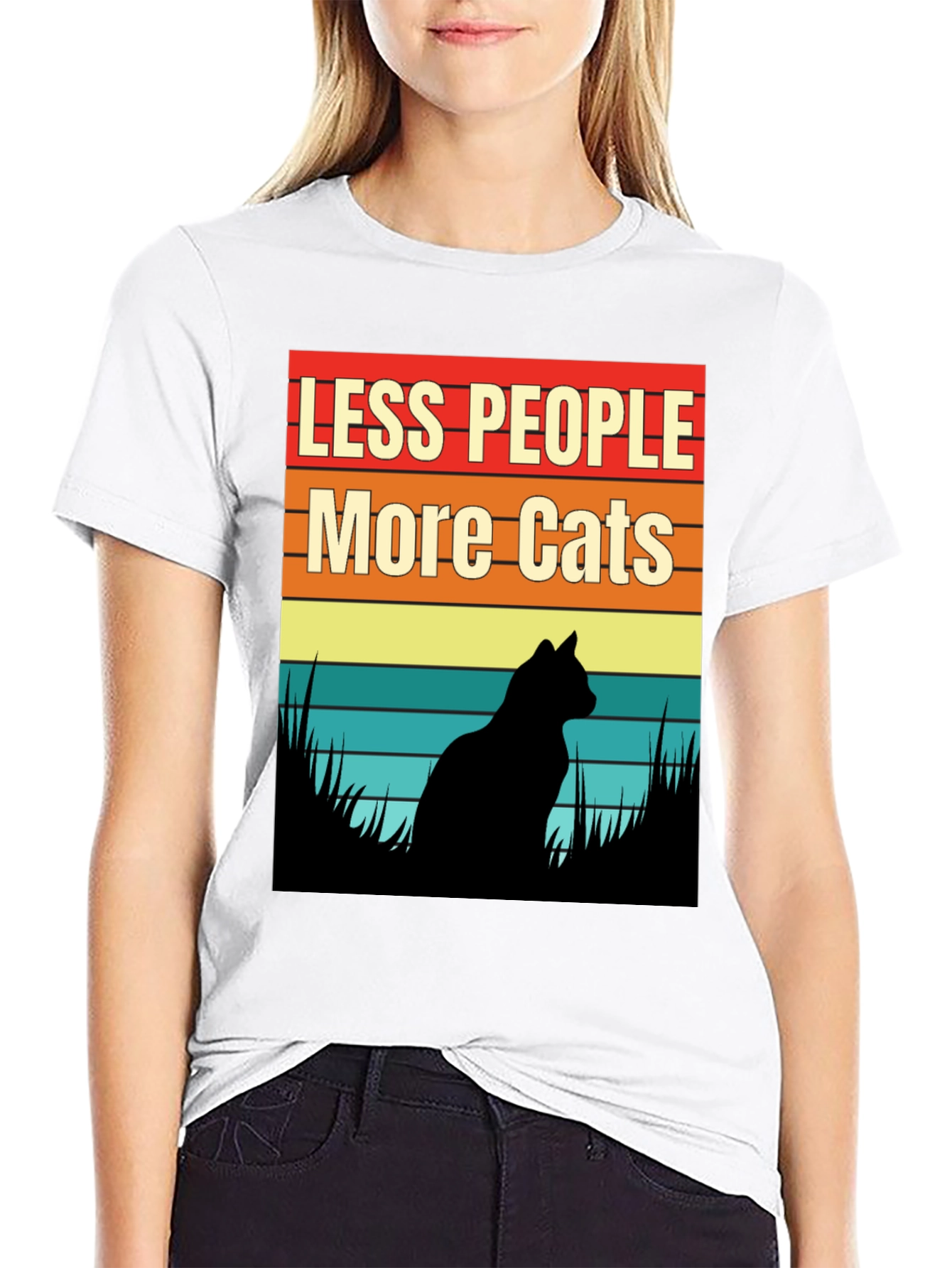 Less People More Cats Graphic T-Shirt