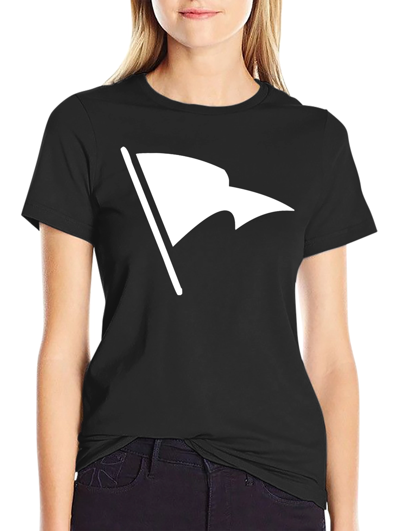 White Flag Graphic Black T-Shirt