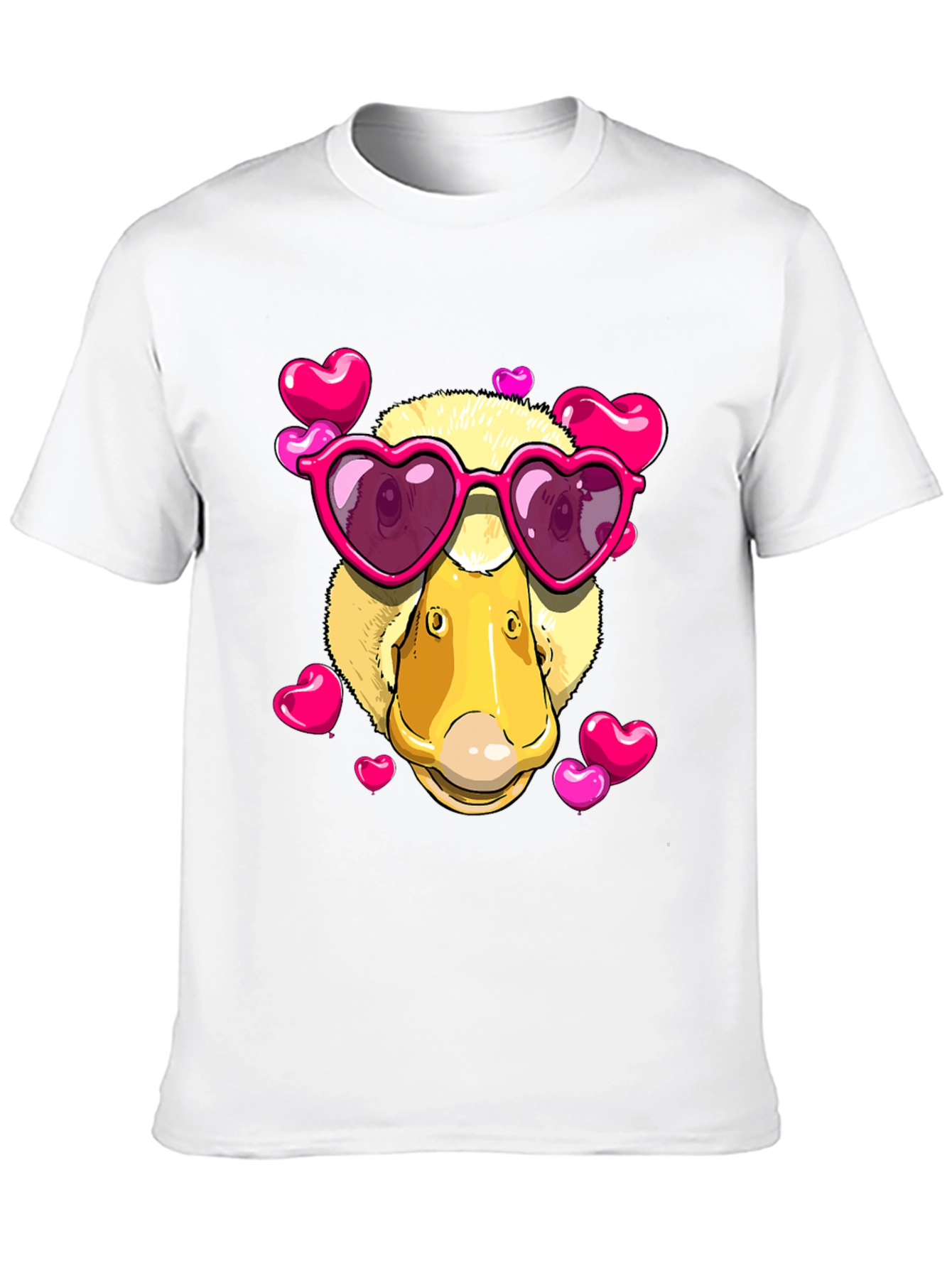 Duck Valentines Day T-Shirt with Heart Sunglasses