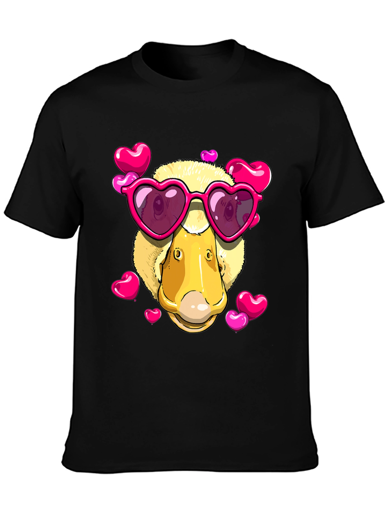 Duck Valentines Day T-Shirt with Heart Sunglasses