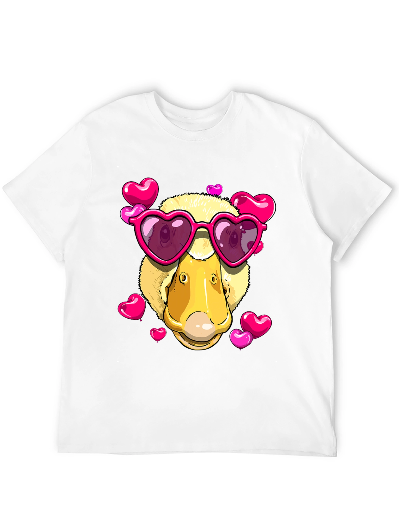 Duck Valentines Day T-Shirt with Heart Sunglasses