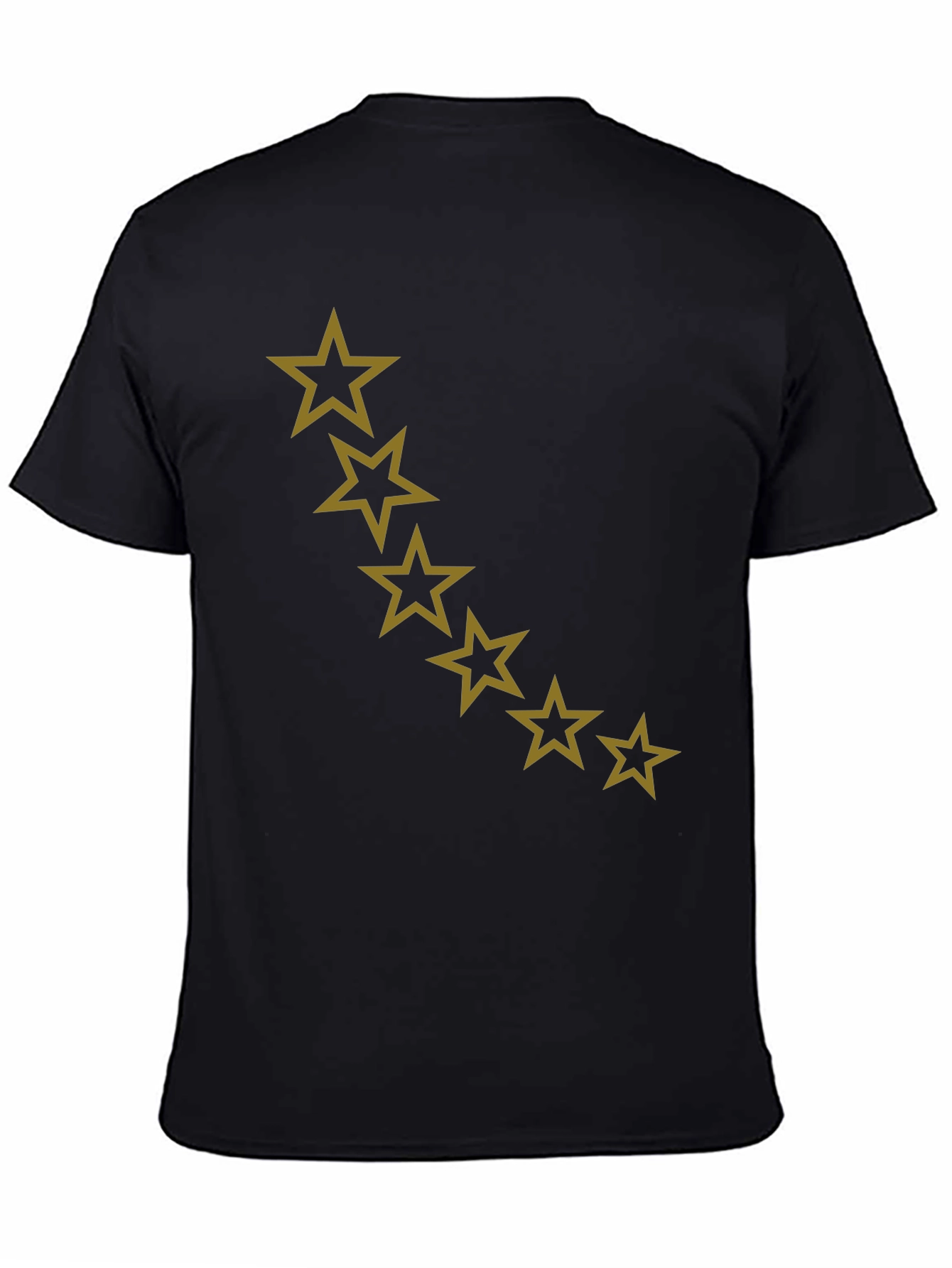 Star Patterned Black Casual T-Shirt