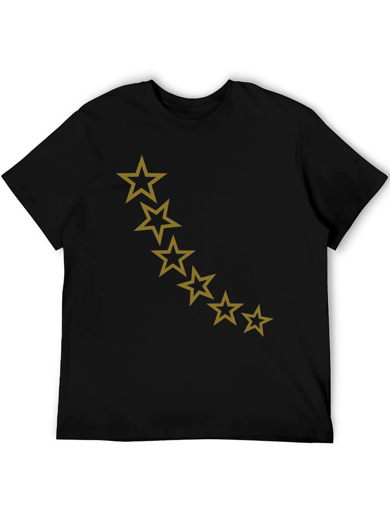 Star Patterned Black Casual T-Shirt