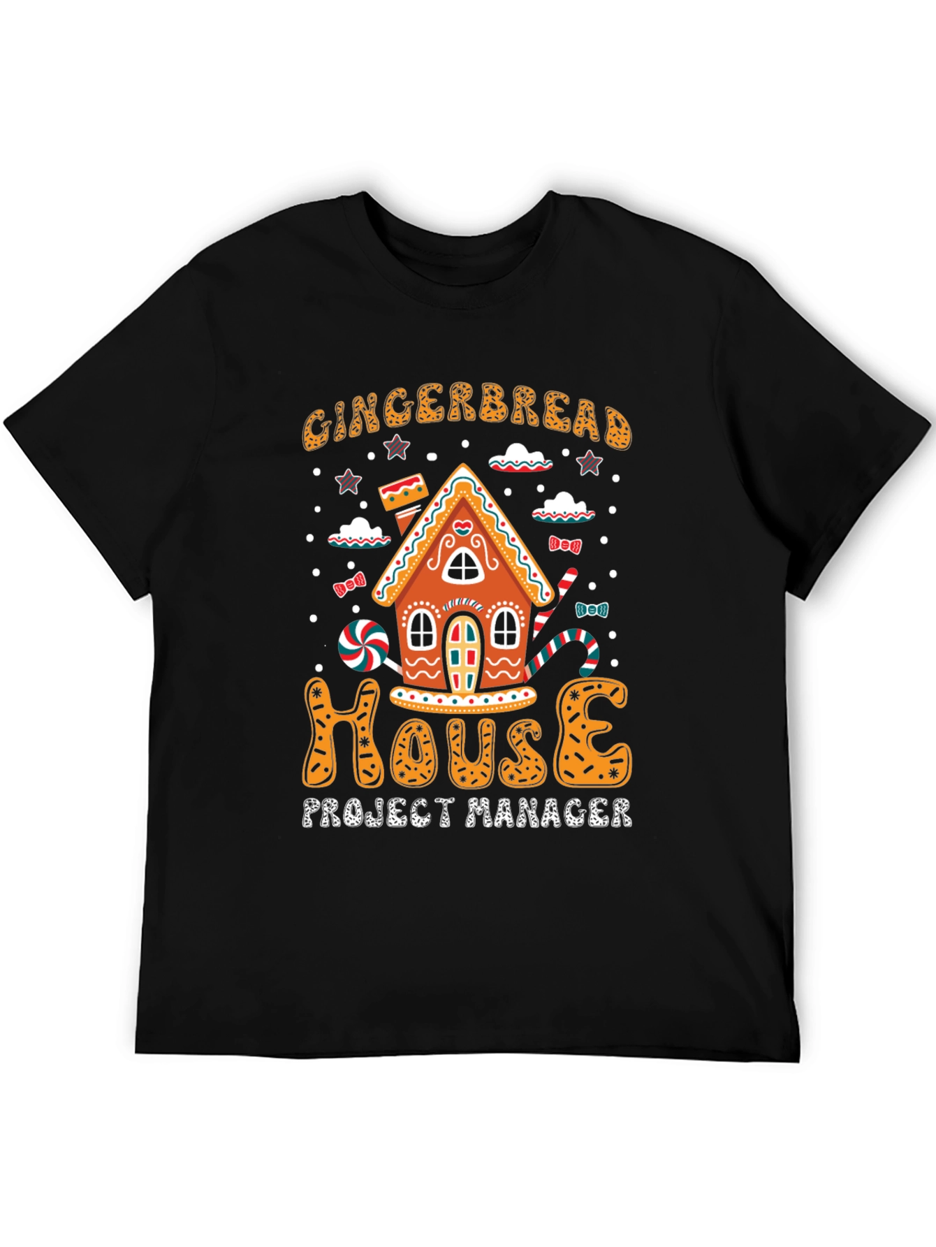 Gingerbread House Project Manager Black T-Shirt