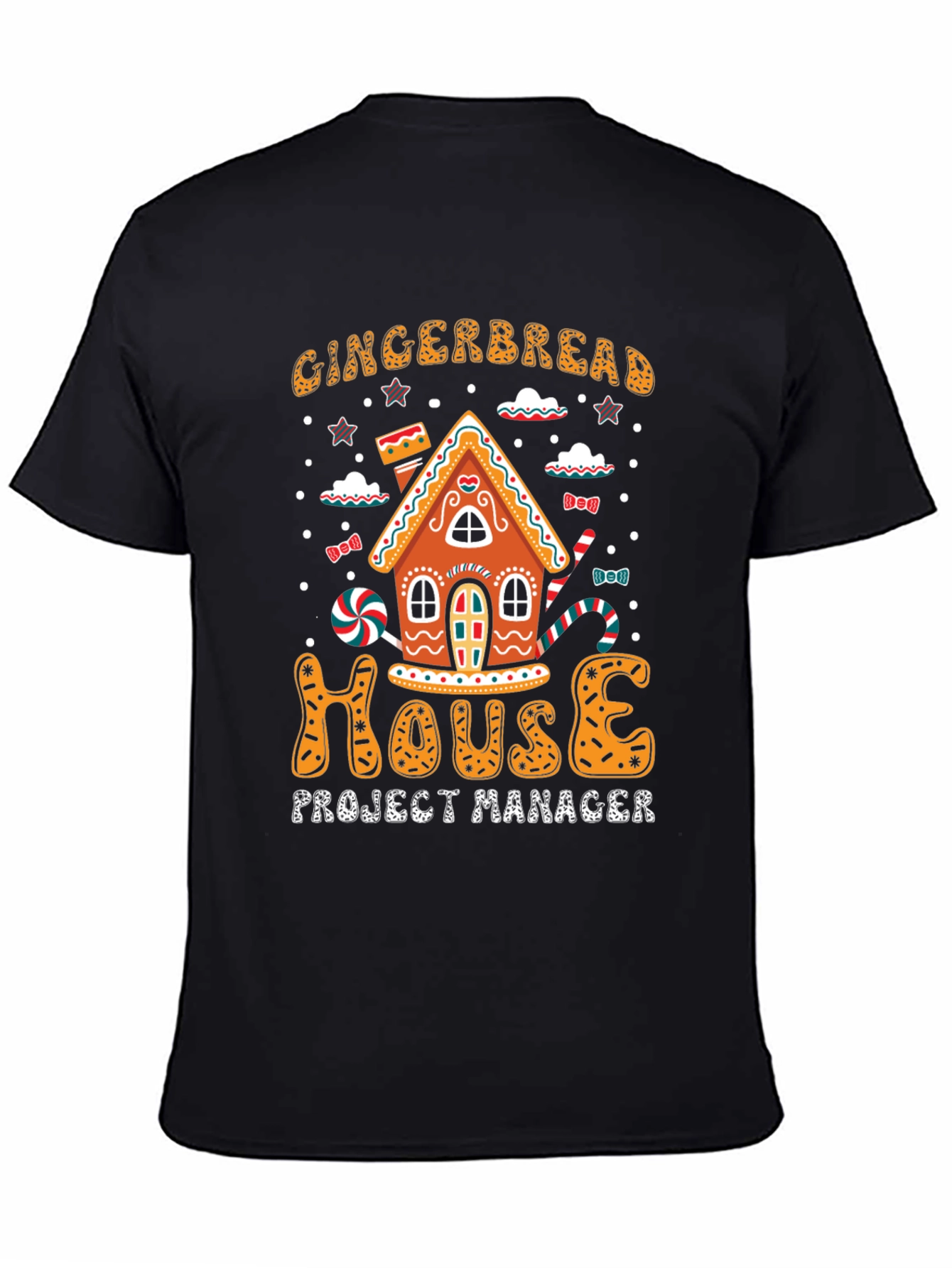 Gingerbread House Project Manager Black T-Shirt