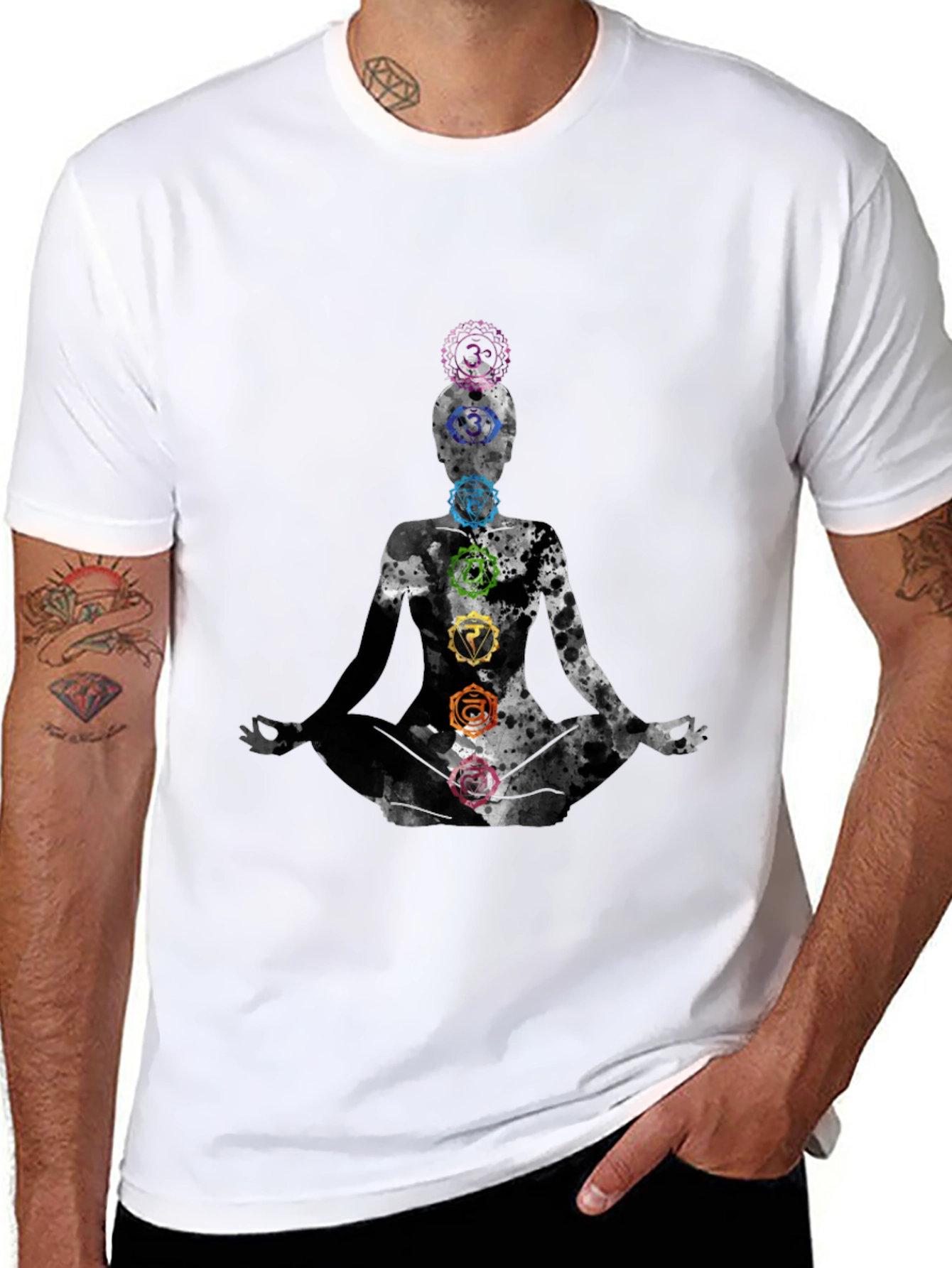 Chakra Meditation Graphic Tee - Black
