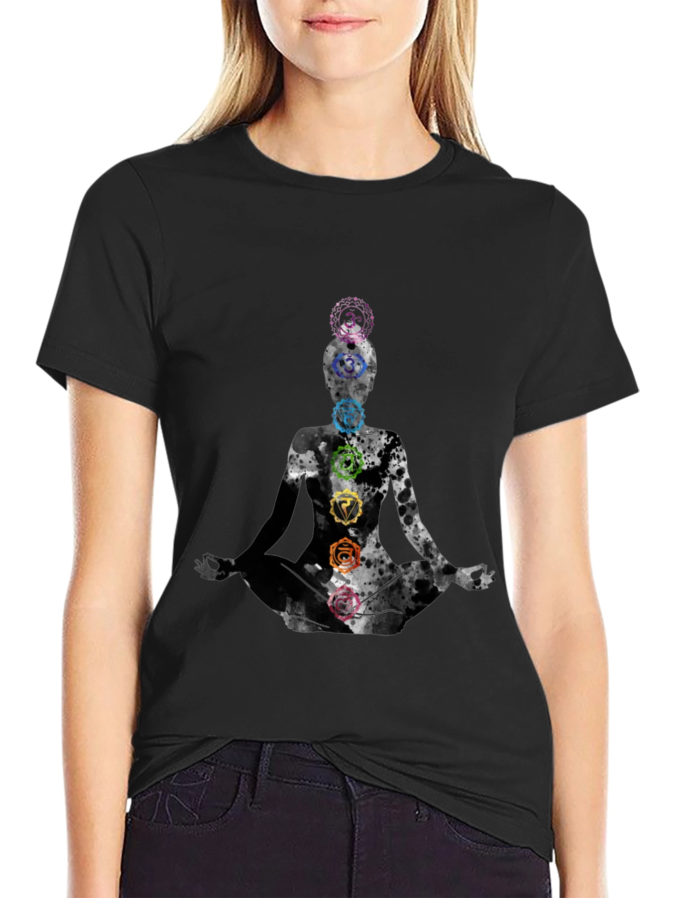 Chakra Meditation Graphic Tee - Black