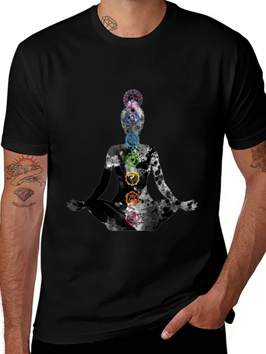 Chakra Meditation Graphic Tee - Black