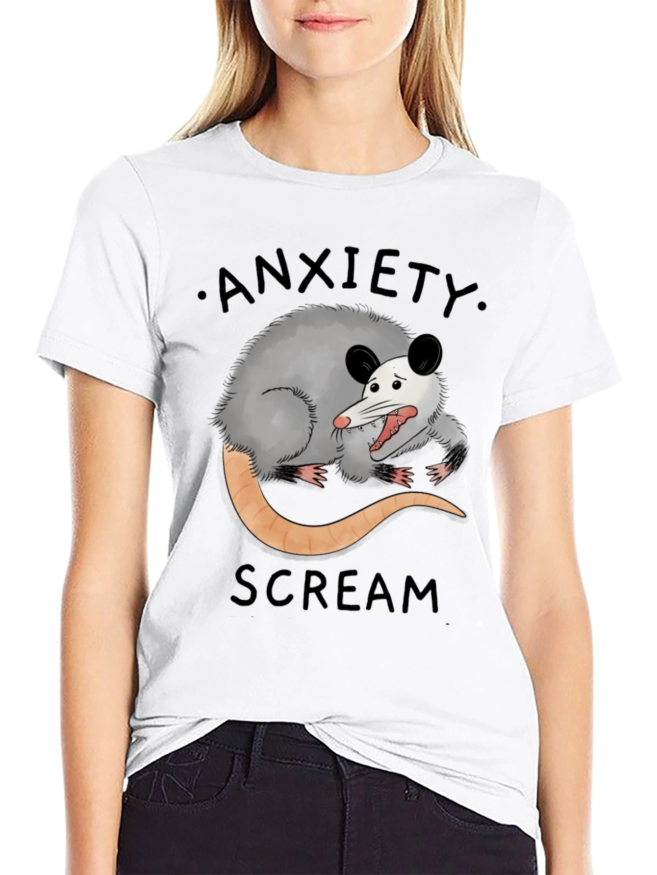 Anxiety Scream Opossum Graphic Tee