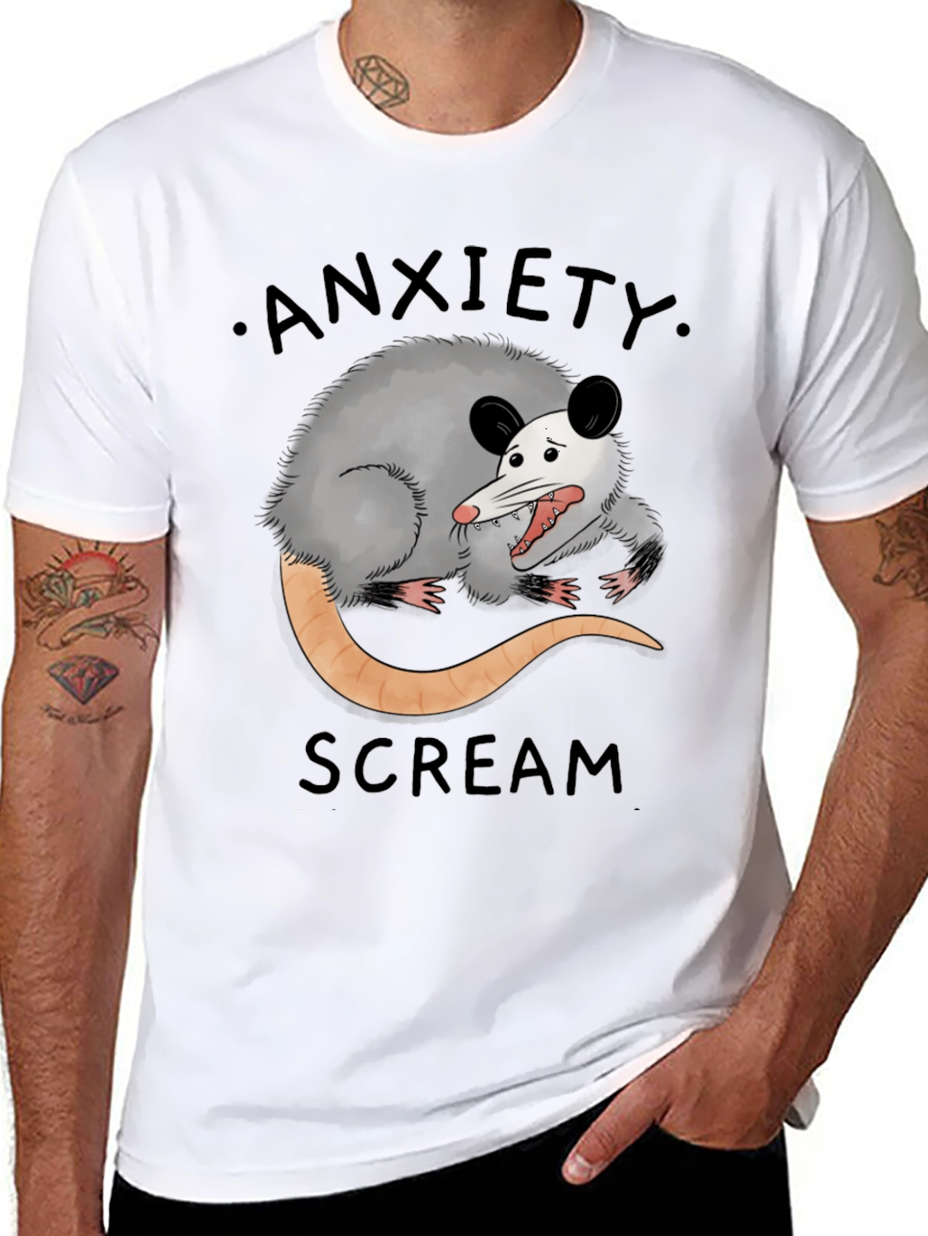 Anxiety Scream Opossum Graphic Tee