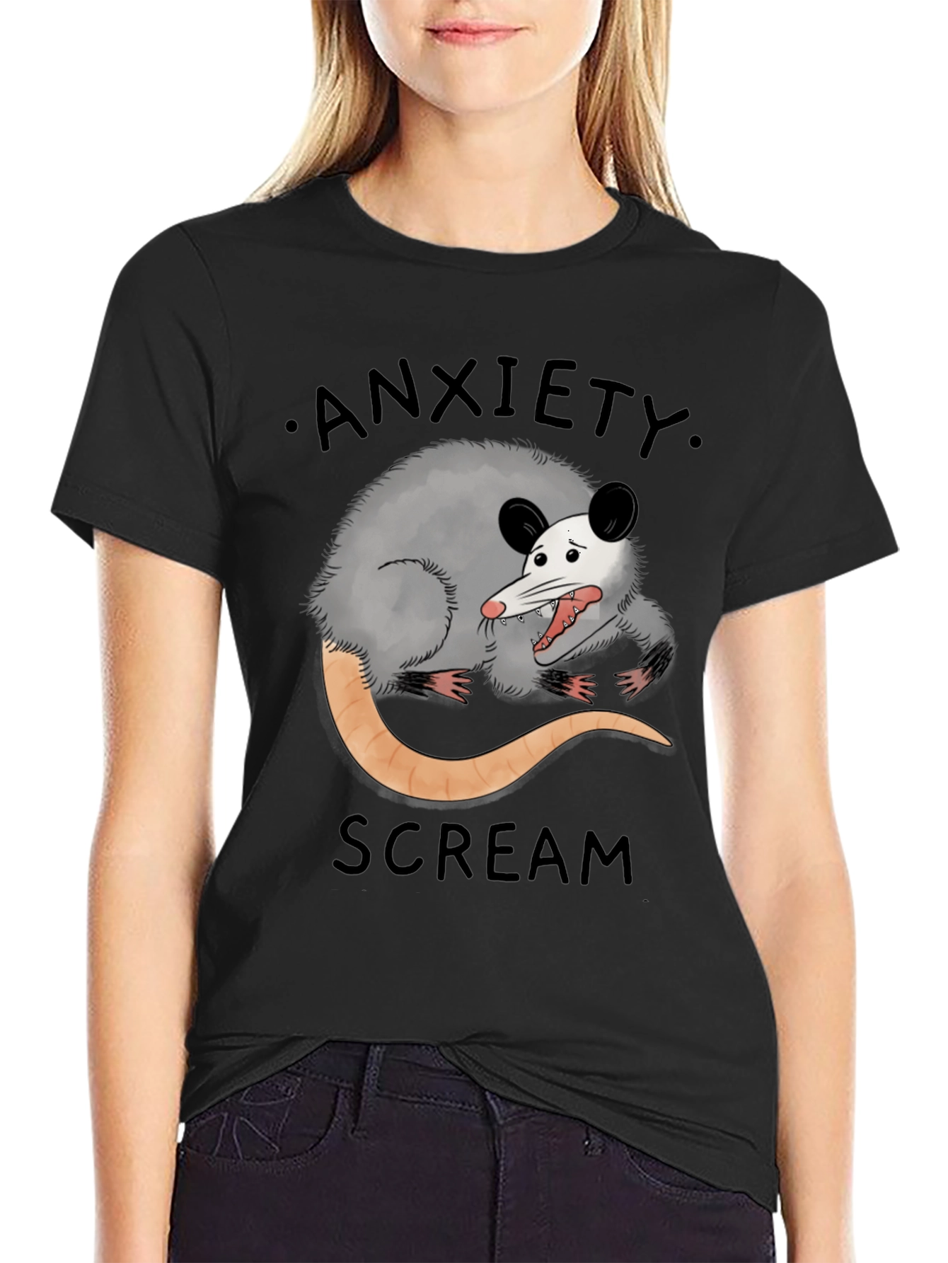 Anxiety Scream Opossum Graphic Tee