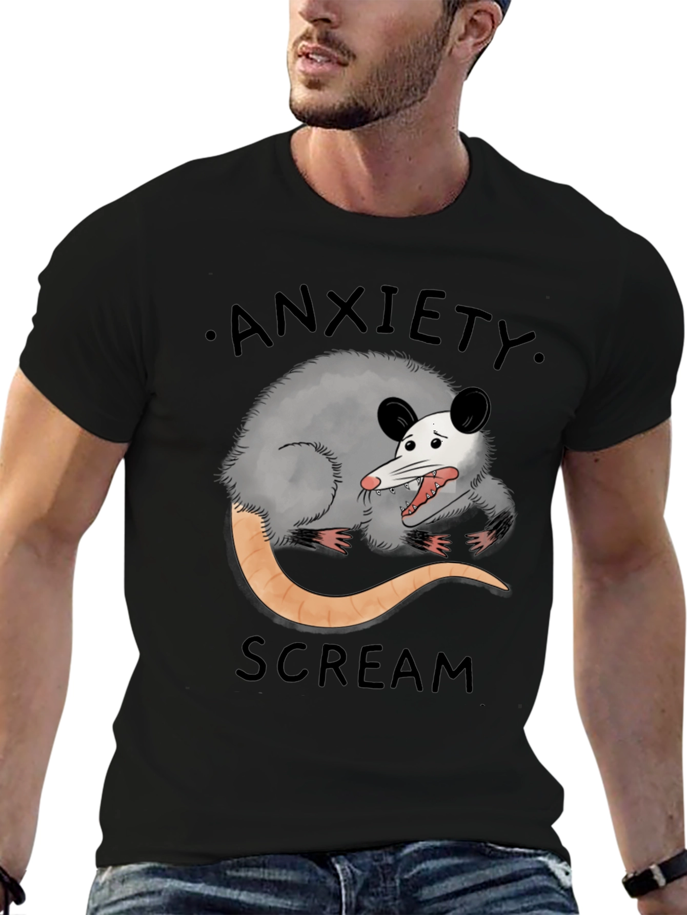 Anxiety Scream Opossum Graphic Tee
