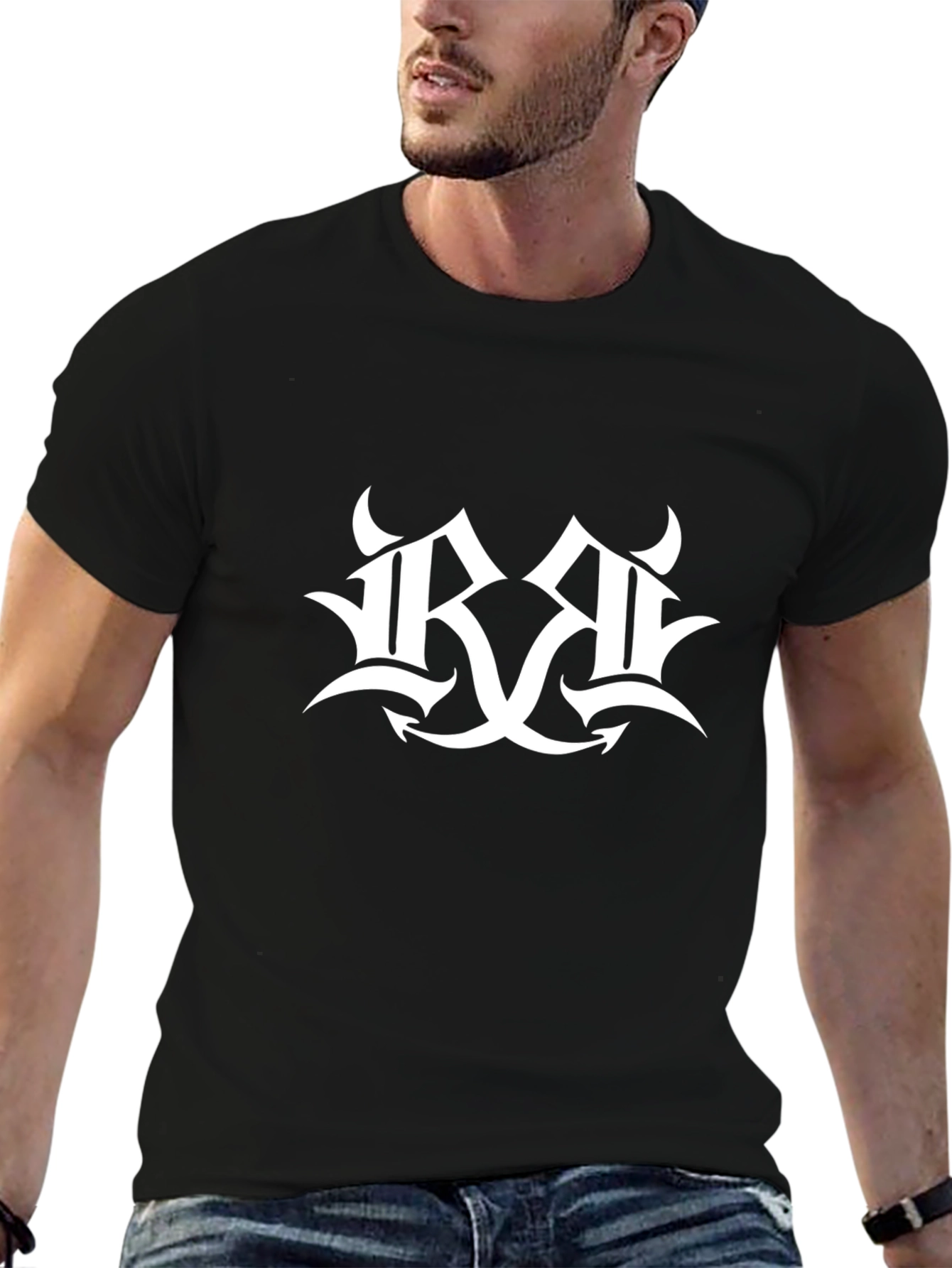 Mens Black Graphic Tee - Tribal R Design