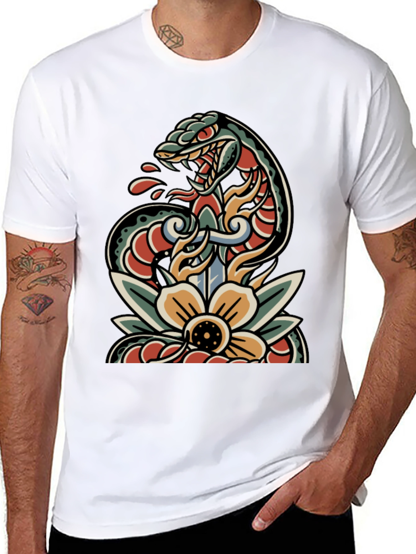 Snake & Dagger Tattoo Style T-Shirt