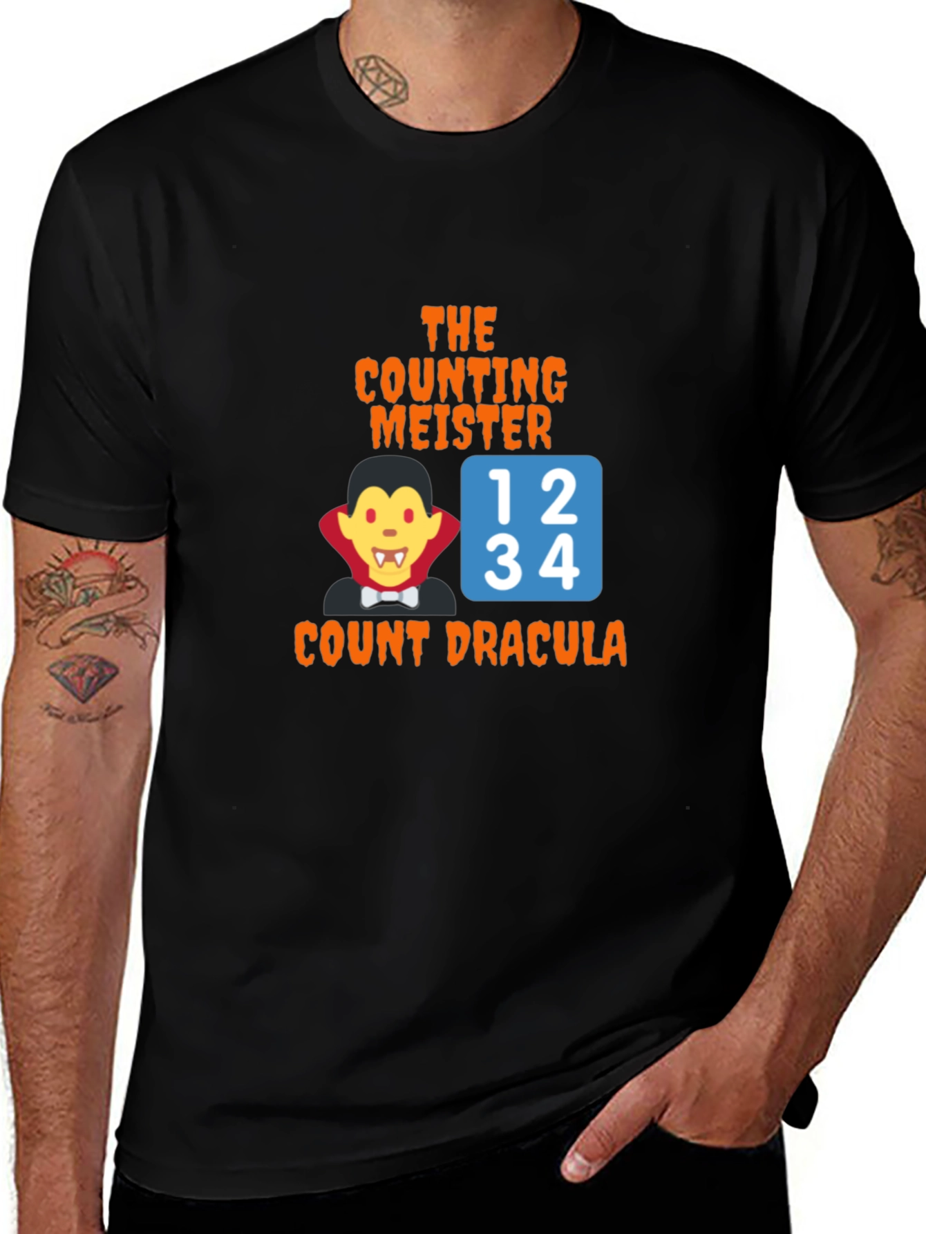 Count Dracula Counting Meister Black T-Shirt
