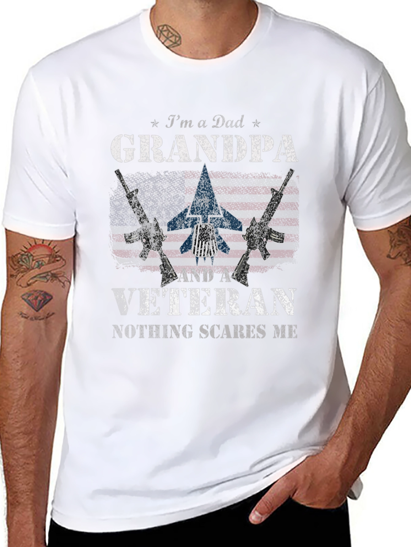 Dad Grandpa Veteran T-Shirt - Nothing Scares Me