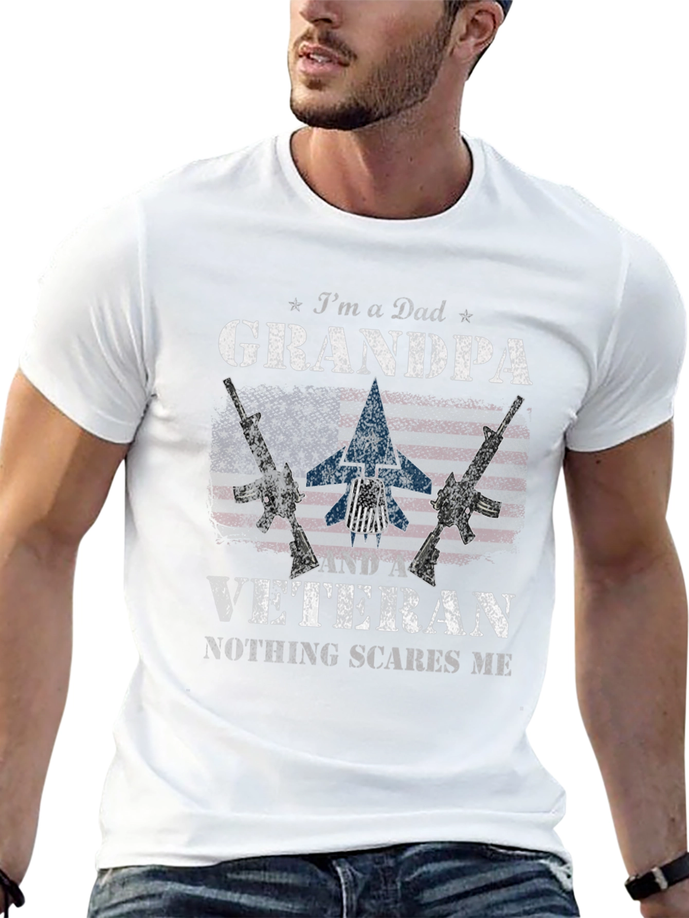 Dad Grandpa Veteran T-Shirt - Nothing Scares Me