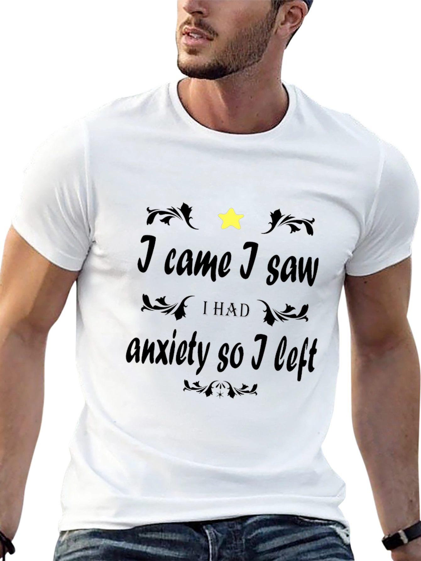 Anxiety Humor Black Graphic Tee Shirt