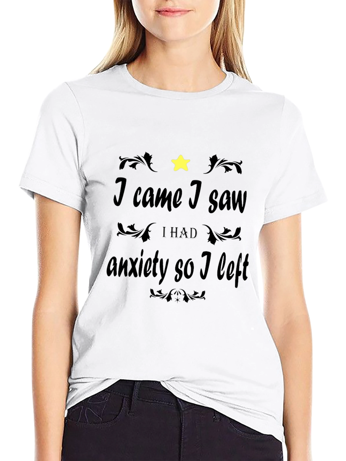 Anxiety Humor Black Graphic Tee Shirt