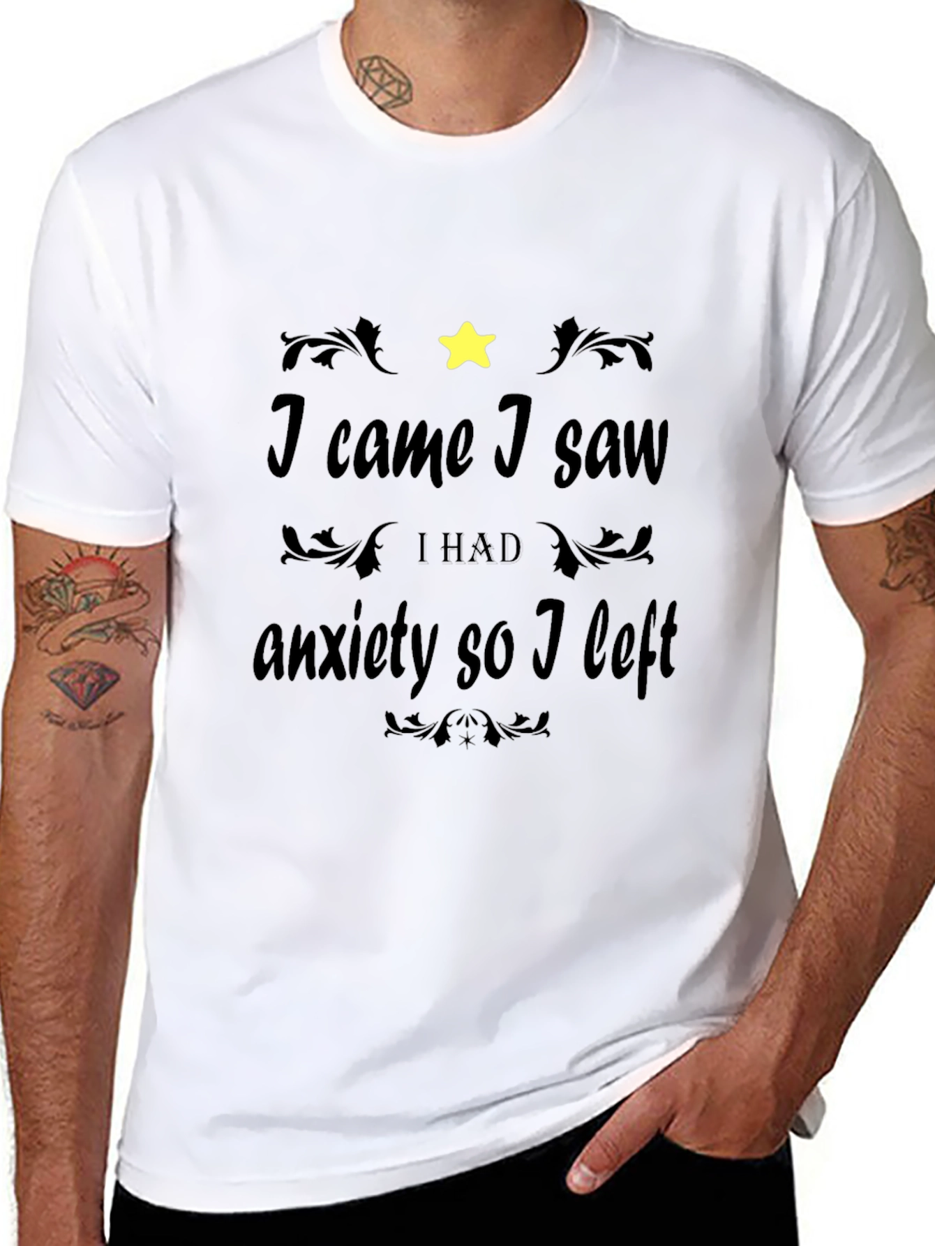 Anxiety Humor Black Graphic Tee Shirt