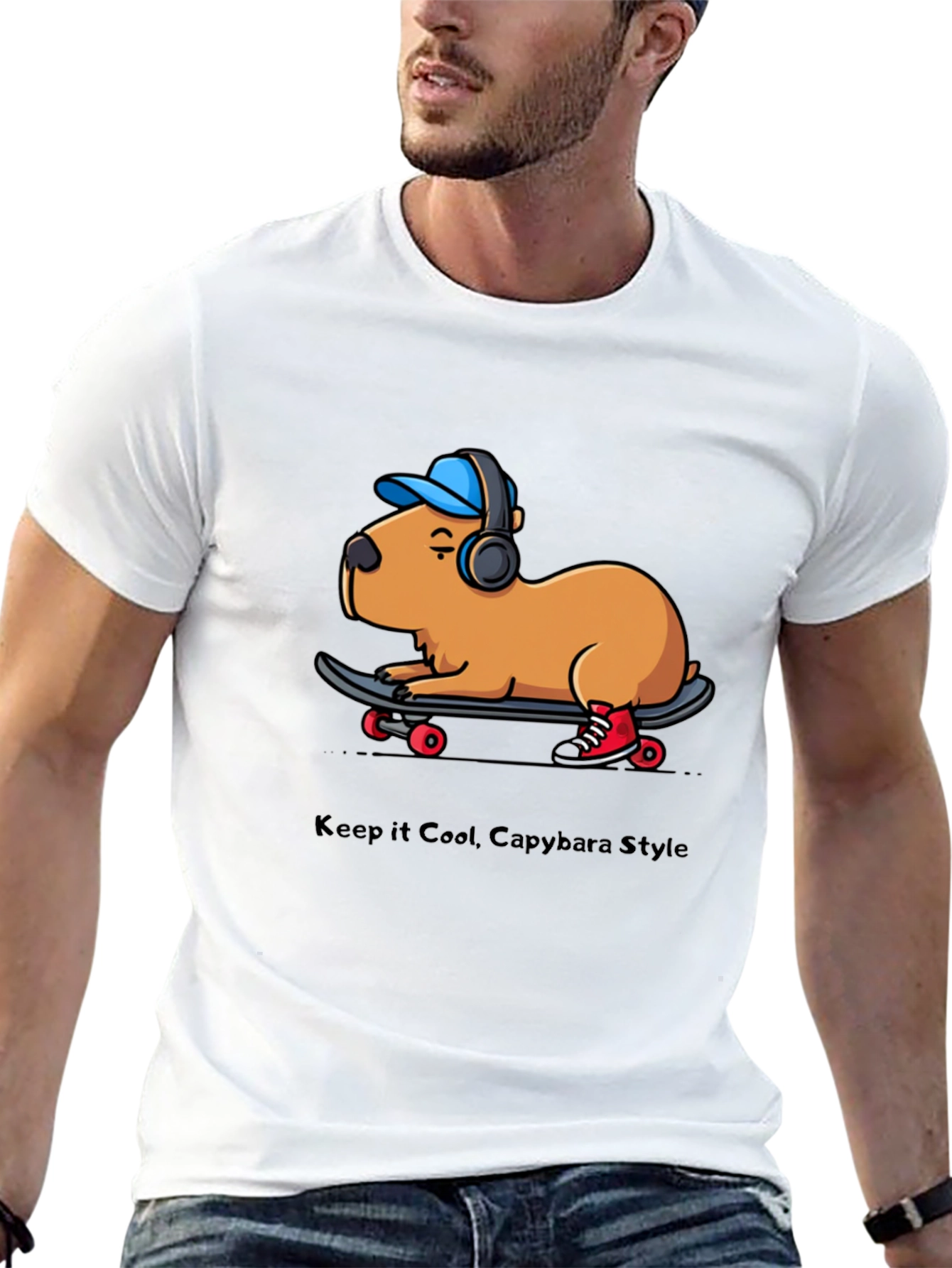 Cool Capybara Skateboard T-Shirt