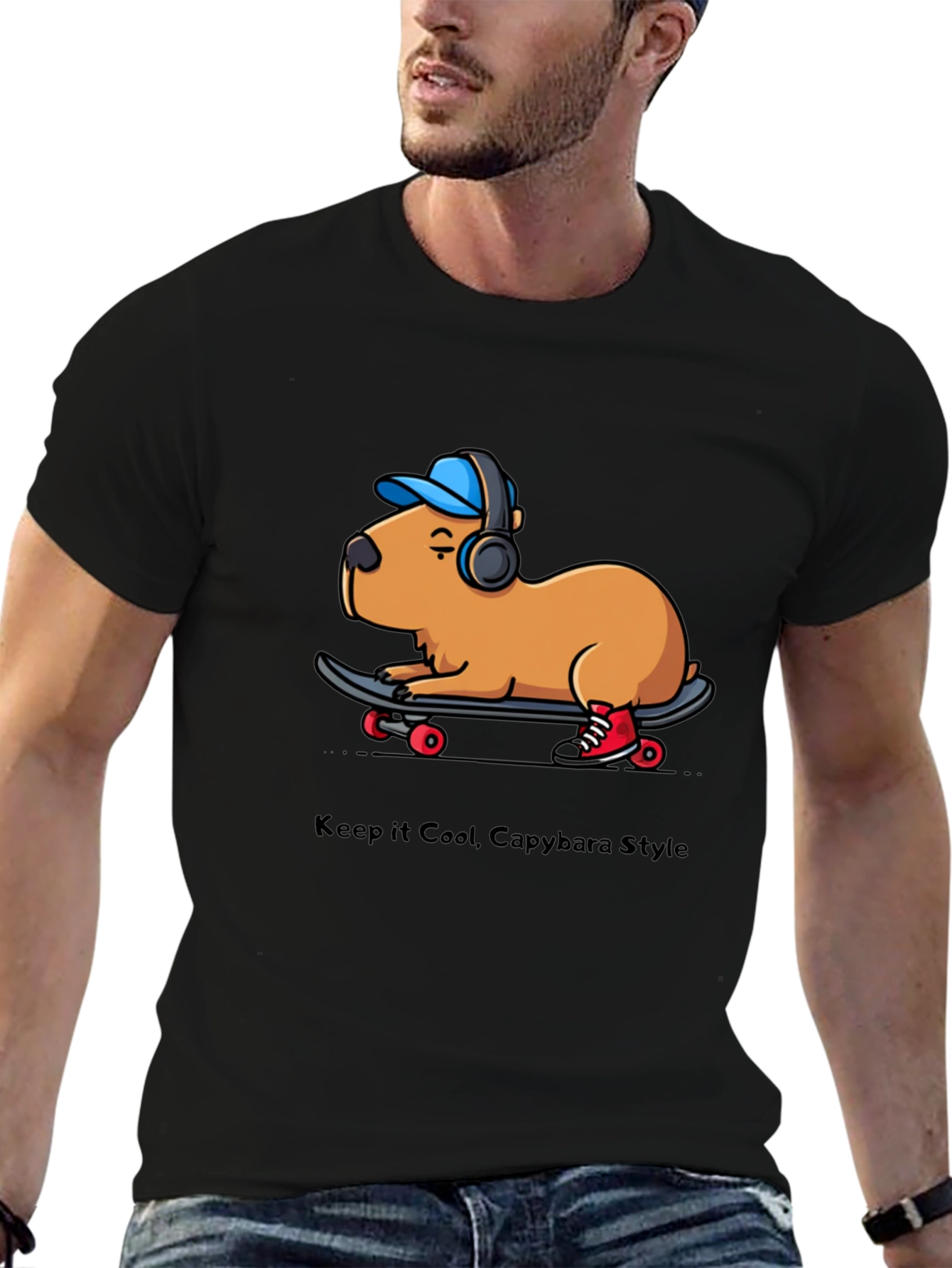 Cool Capybara Skateboard T-Shirt