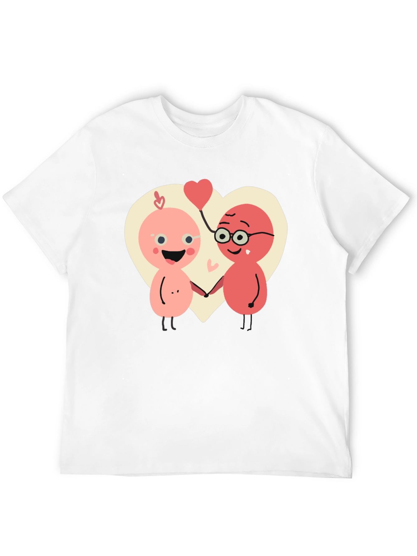Cute Cartoon Couple T-Shirt - Heart Graphic Tee