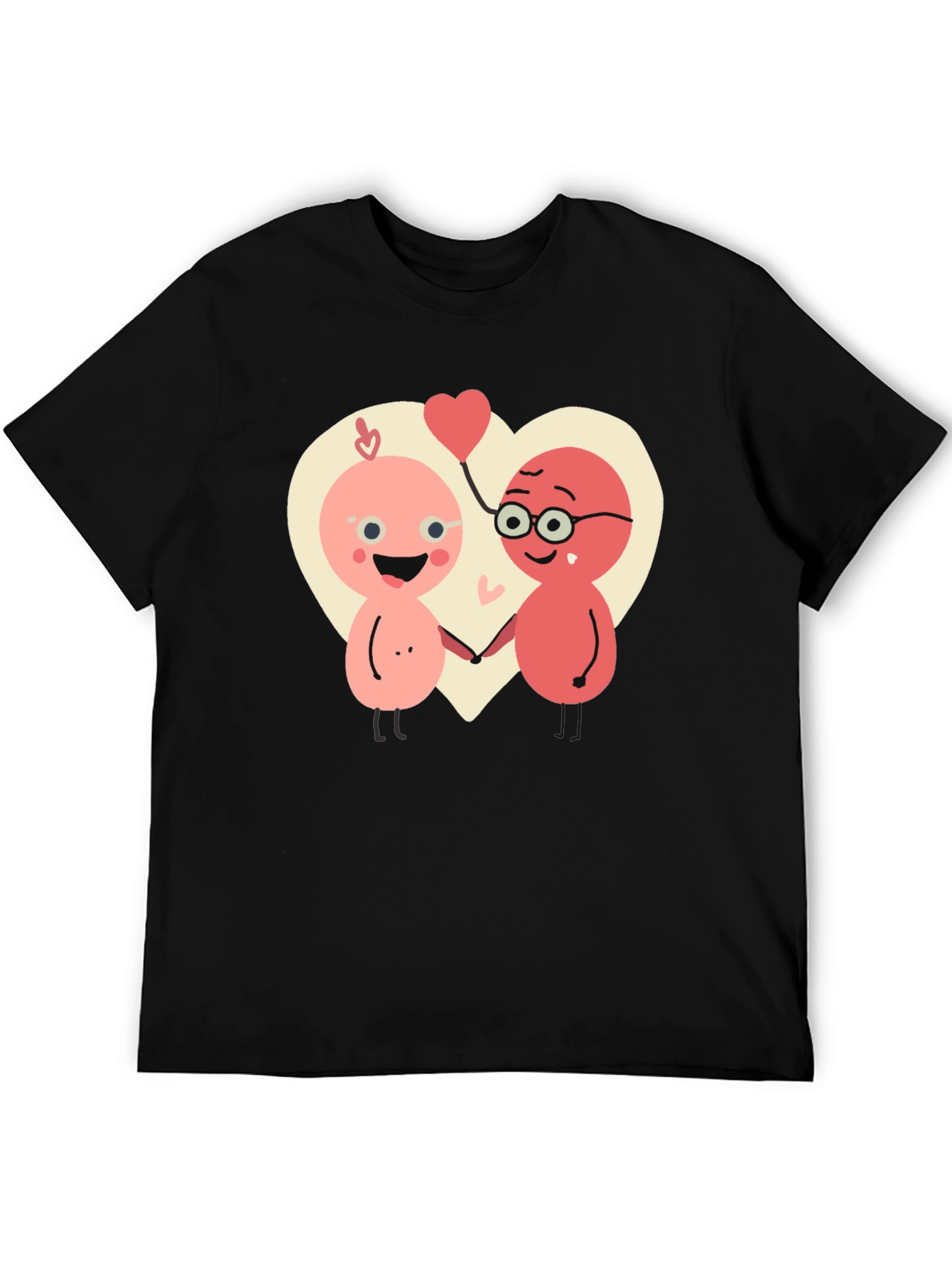 Cute Cartoon Couple T-Shirt - Heart Graphic Tee