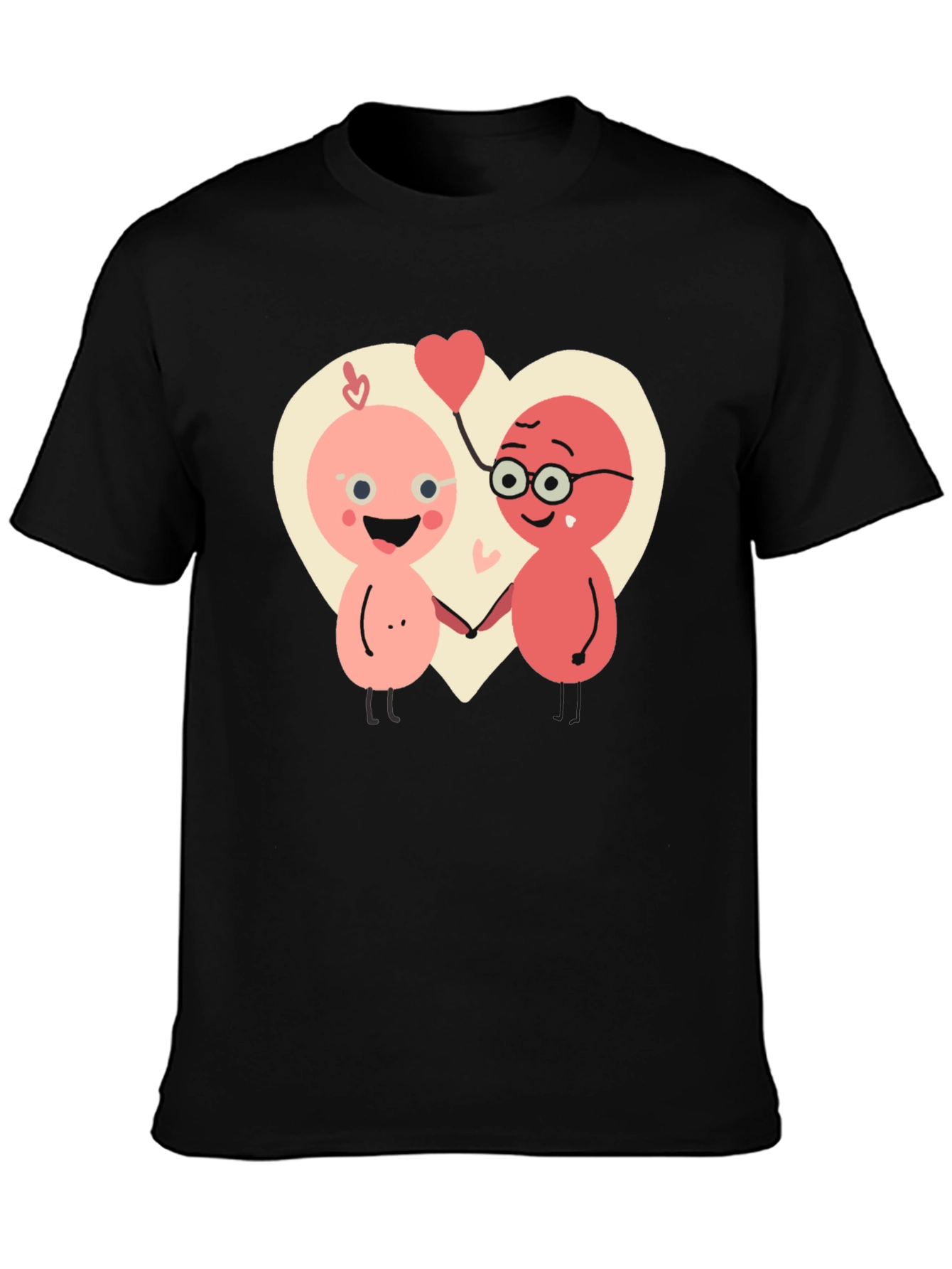 Cute Cartoon Couple T-Shirt - Heart Graphic Tee